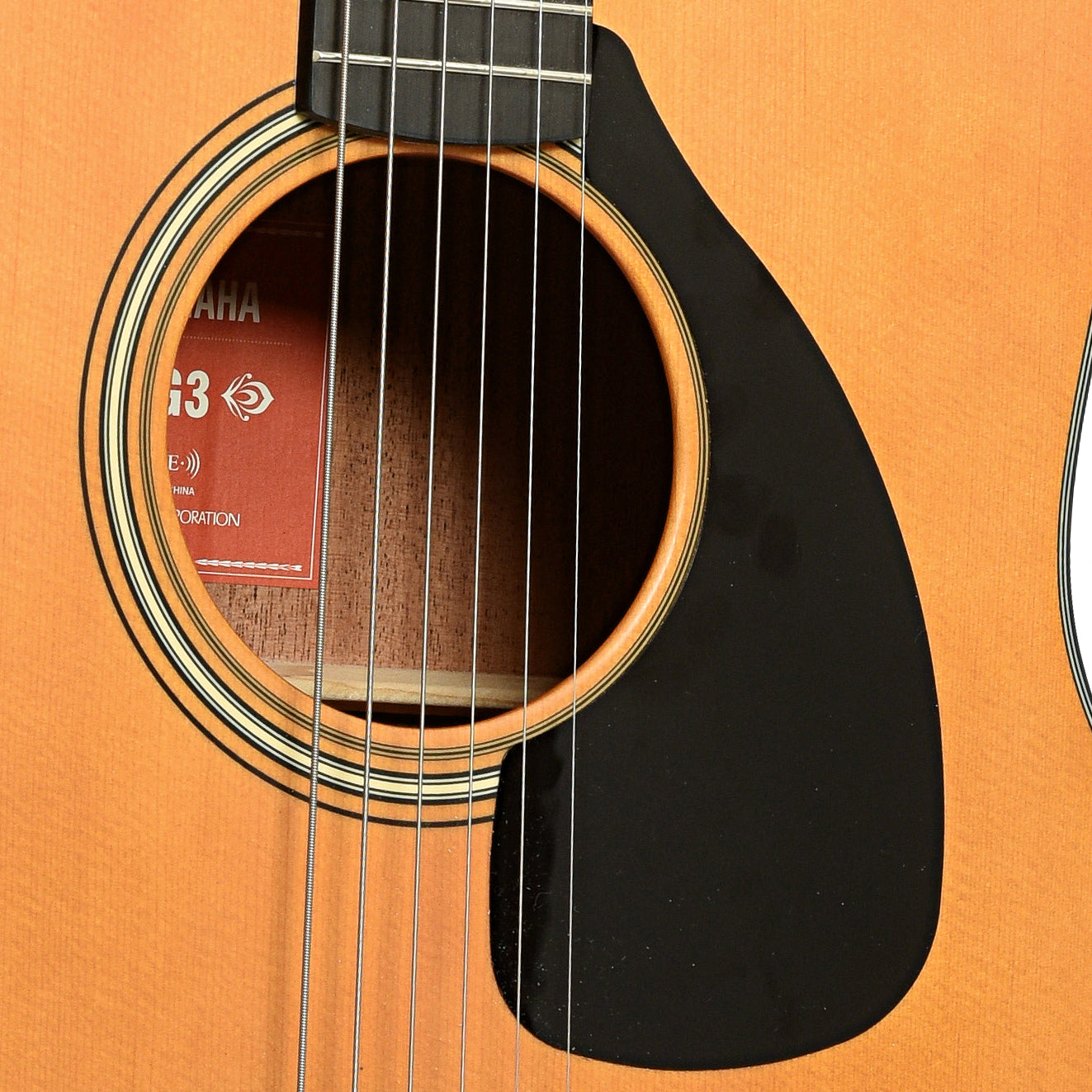 Soundhole of Yamaha FG-3 Red Label D-size Acoustic Guitar  
