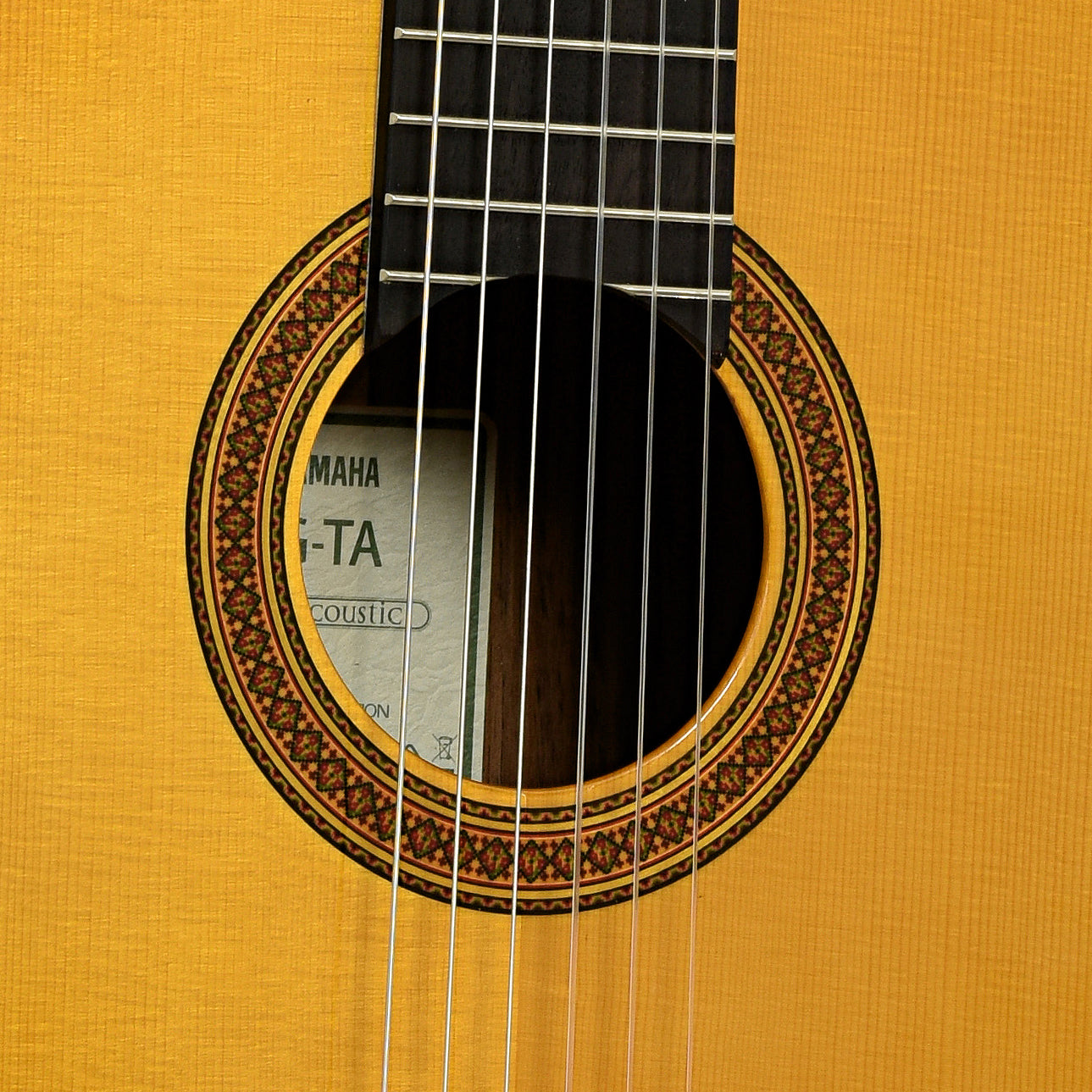 Soundhole of Yamaha CG-TA TransAcoustic Classical Guitar