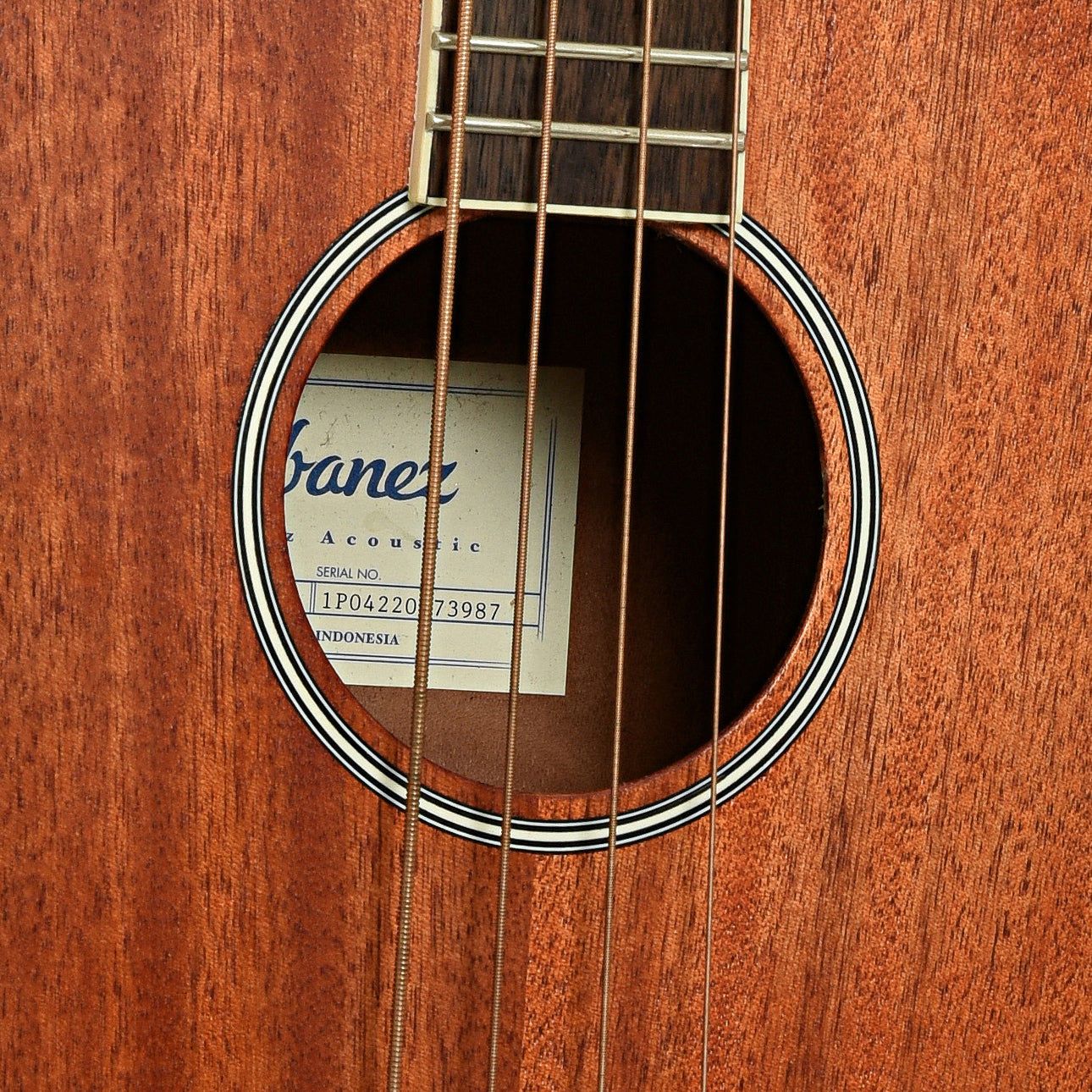 Soundhole of Ibanez PNB14E-OPN Acoustic-Electric Bass