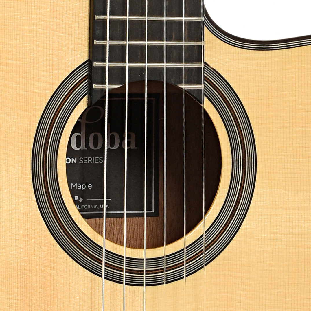 Sound hole of Cordoba Fusion 14 Maple Nylon String Acoustic-Electric Guitar (2021)
