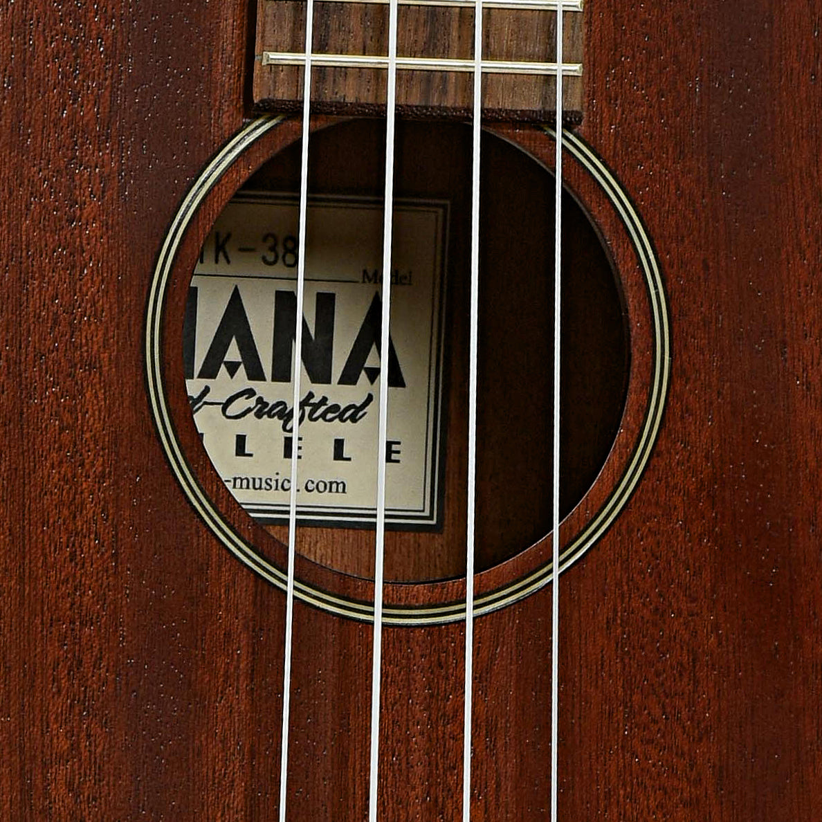 Soundhole of Ohana Vintage TK-38 Premium-Grade Mahogany Tenor Ukulele