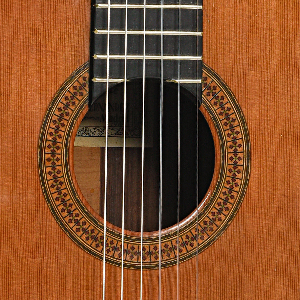 Sound hole of Juan Alvarez Classical Guitar (1969)
