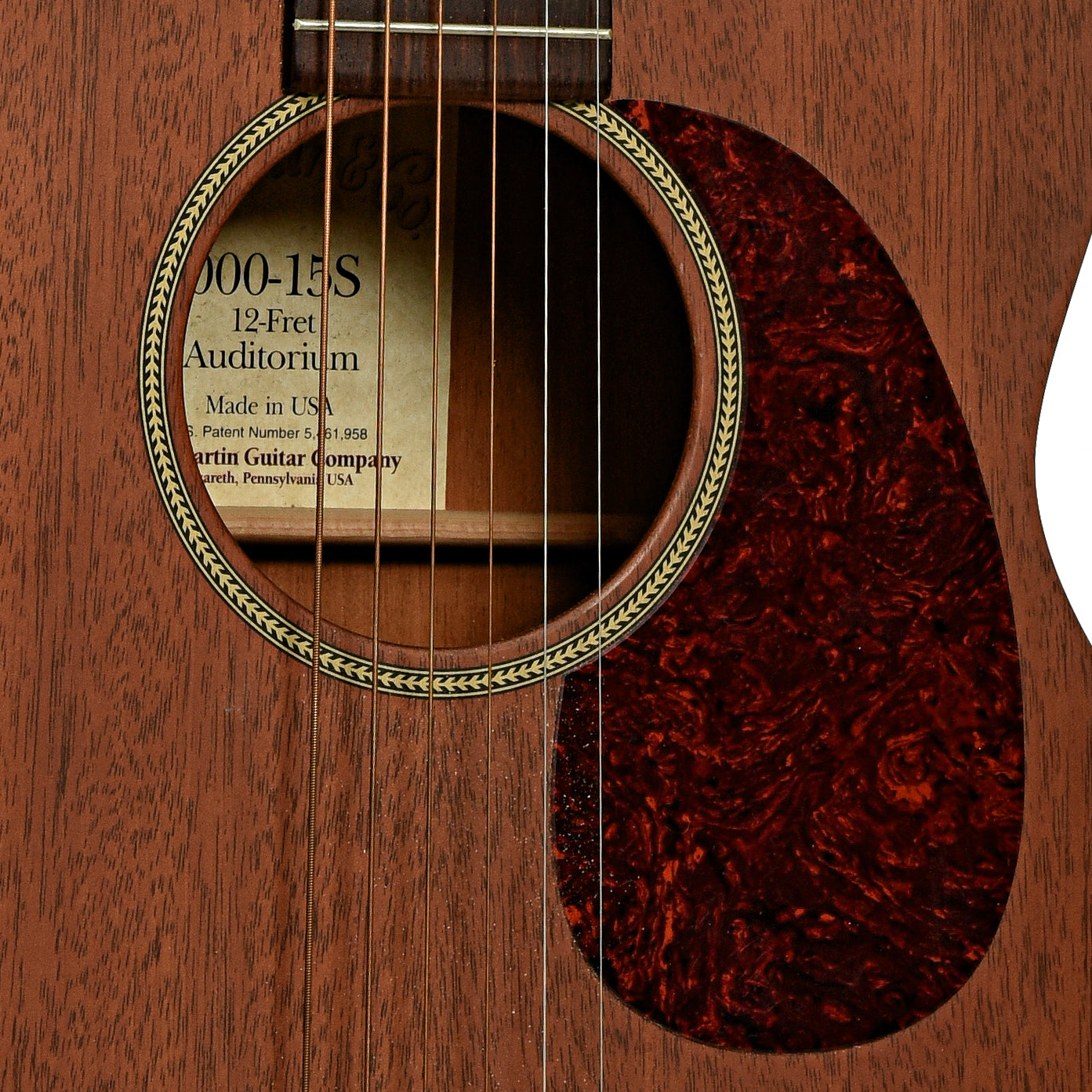 Soundhole of Martin 000-15S Acoustic Guitar 
