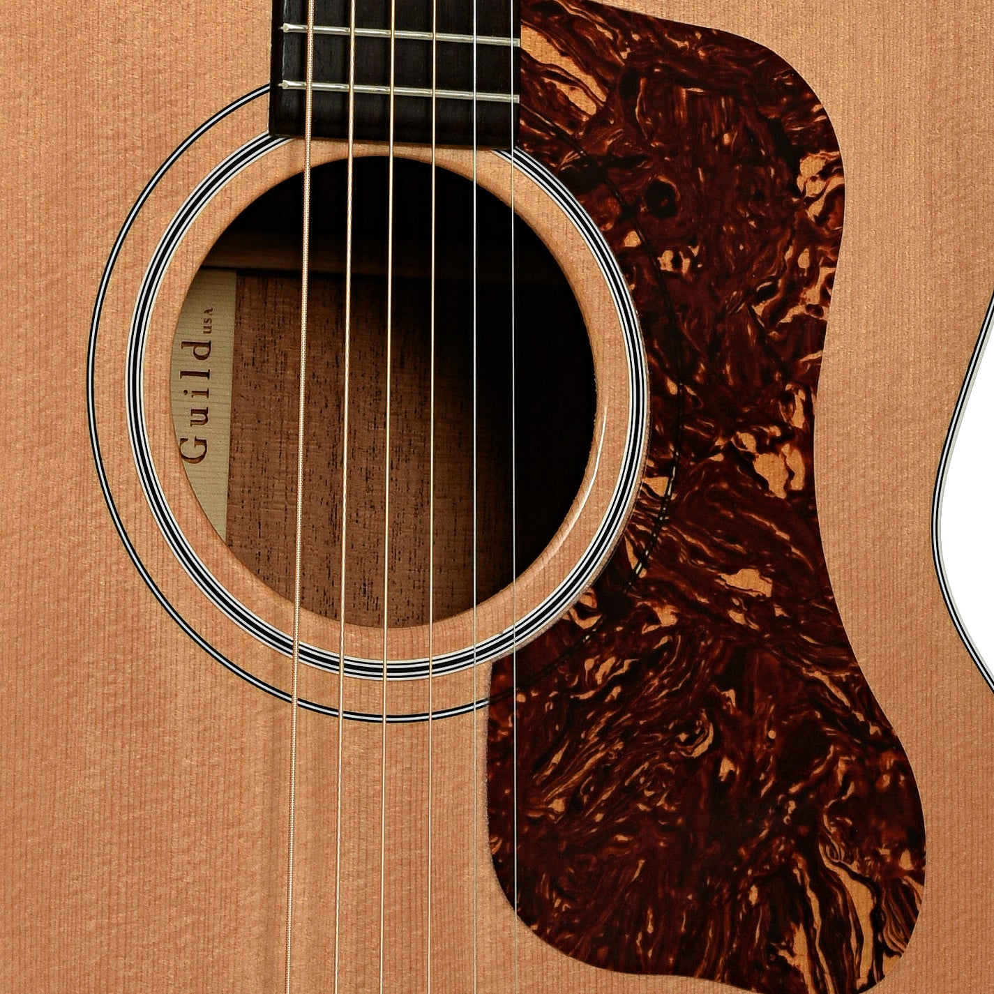 Soundhole of Guild F40 Traditional Jumbo Acoustic Guitar