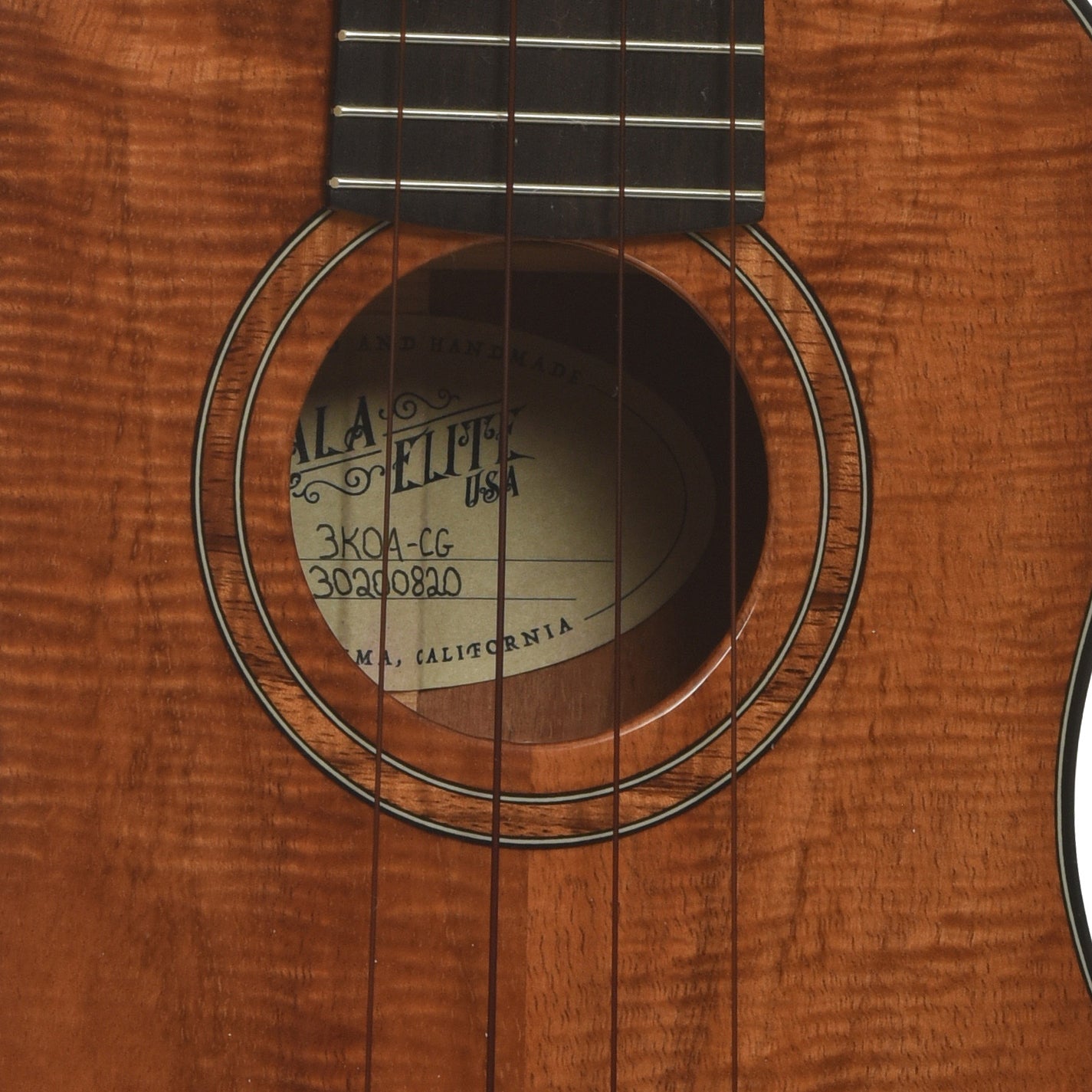 Soundhole of Kala Elite 3KOA-CG Concert Ukulele