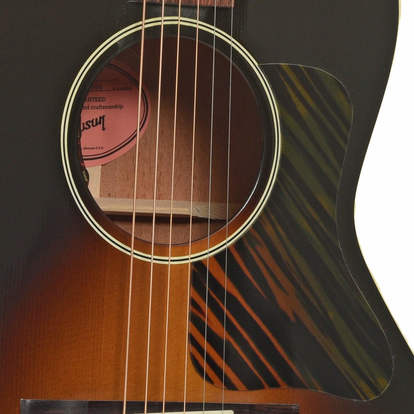 Soundhole of Gibson L-00 Original Acoustic Guitar