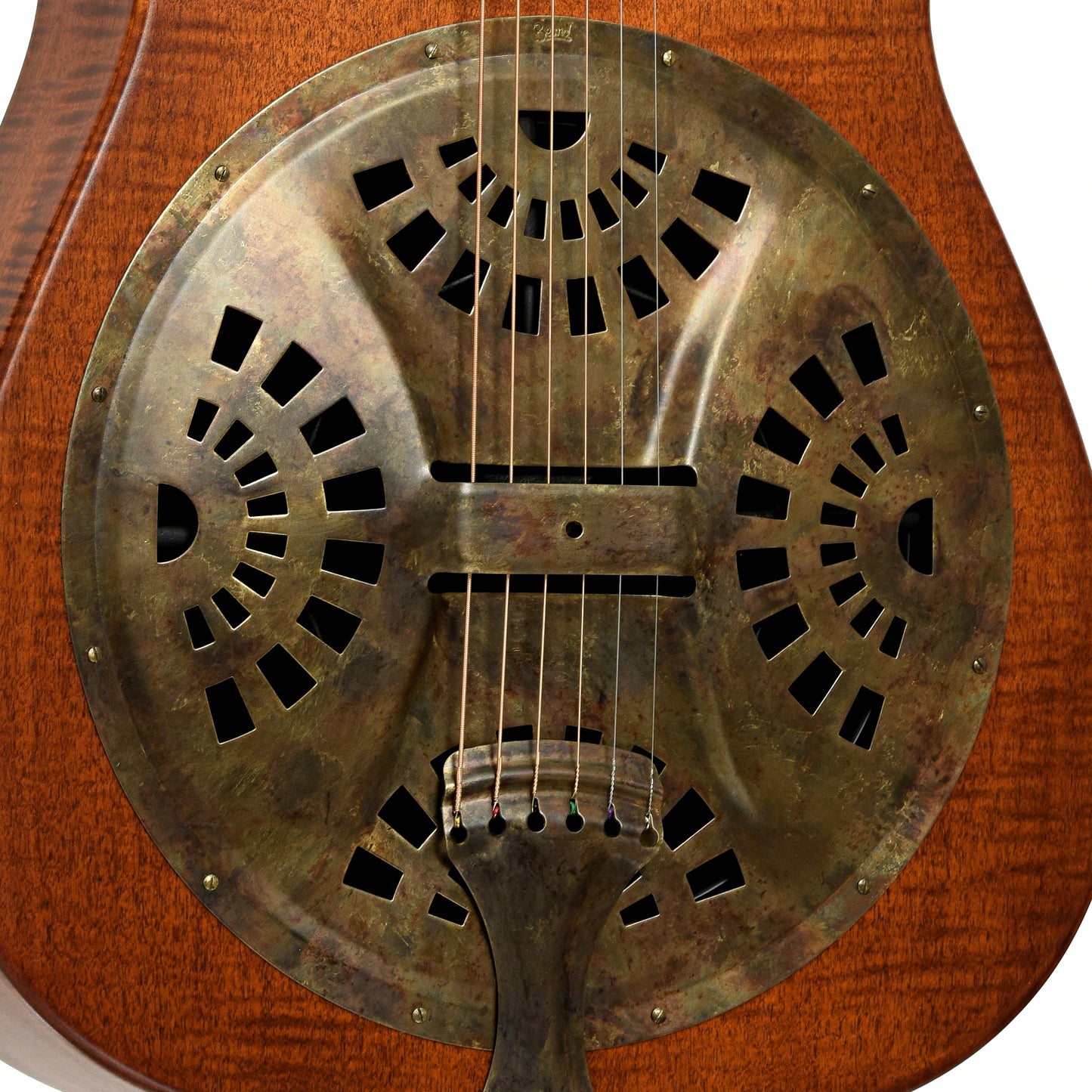 Coverplate of Beard Trailhead Roundneck Resonator Guitar Tobacco Finish