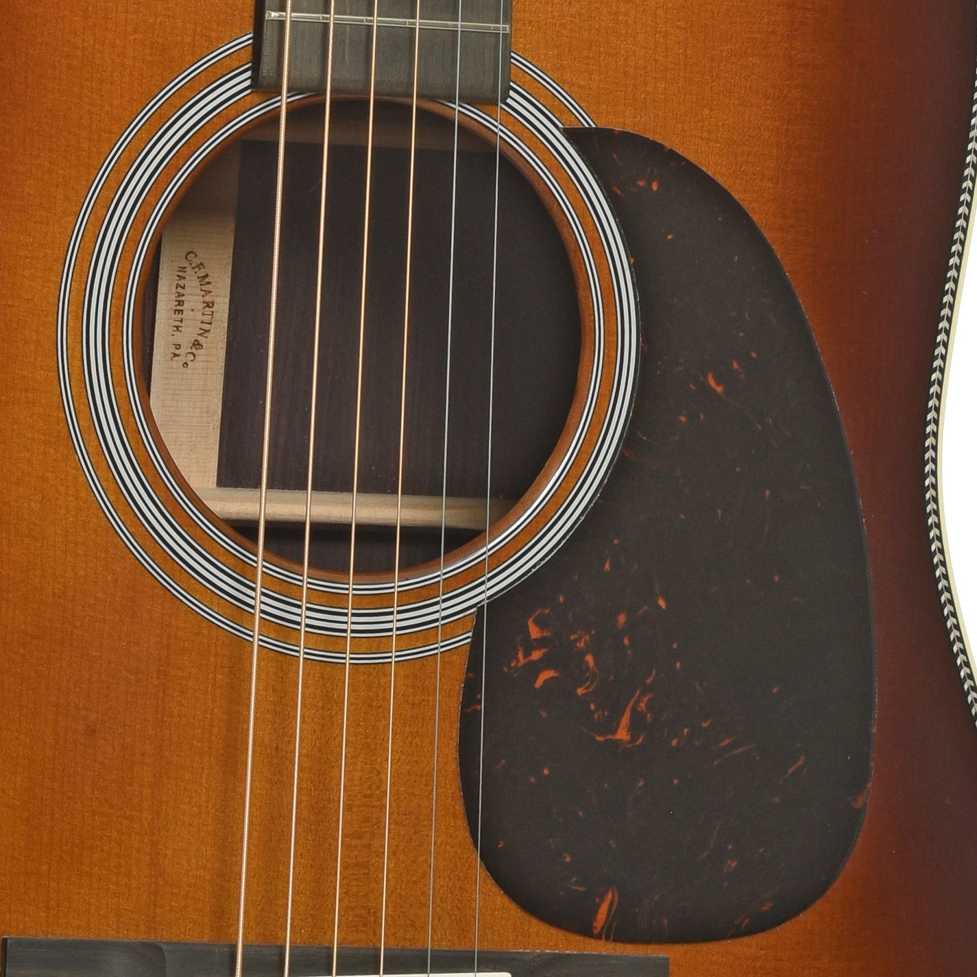 Soundhole of Martin HD-28 Sunburst Acoustic Guitar