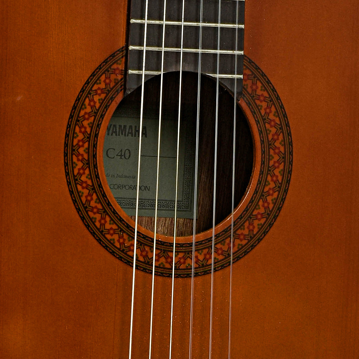 Soundhole of Yamaha C-40 Classical Guitar