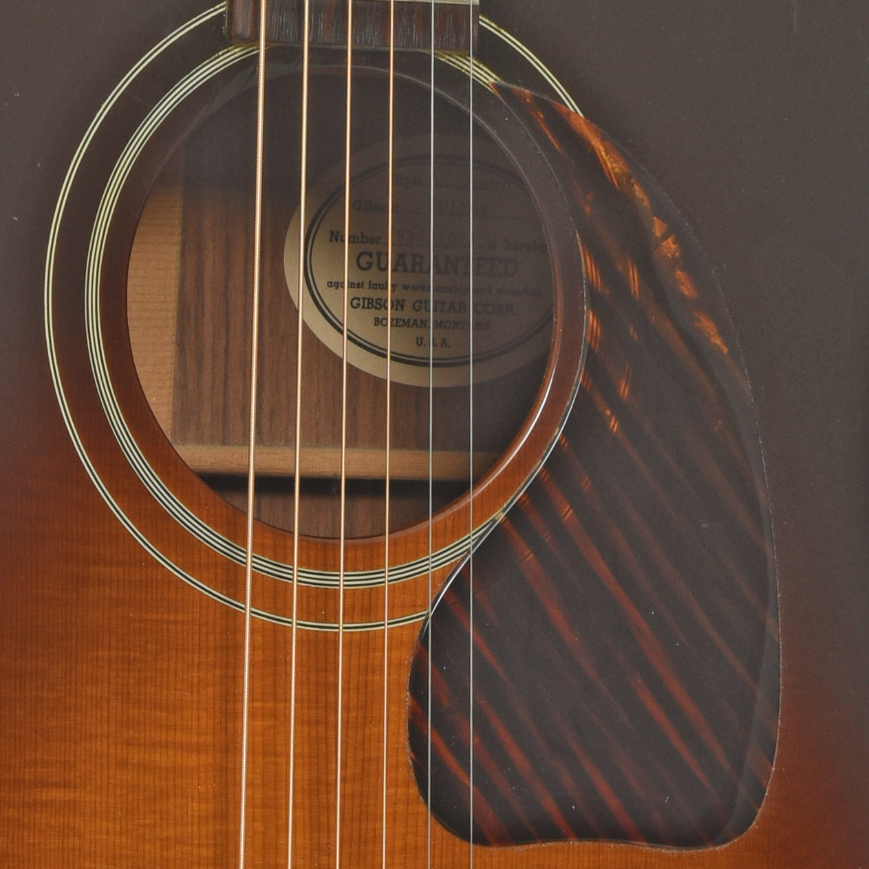 Soundhole of Gibson Southern Jumbo Acoustic Guitar
