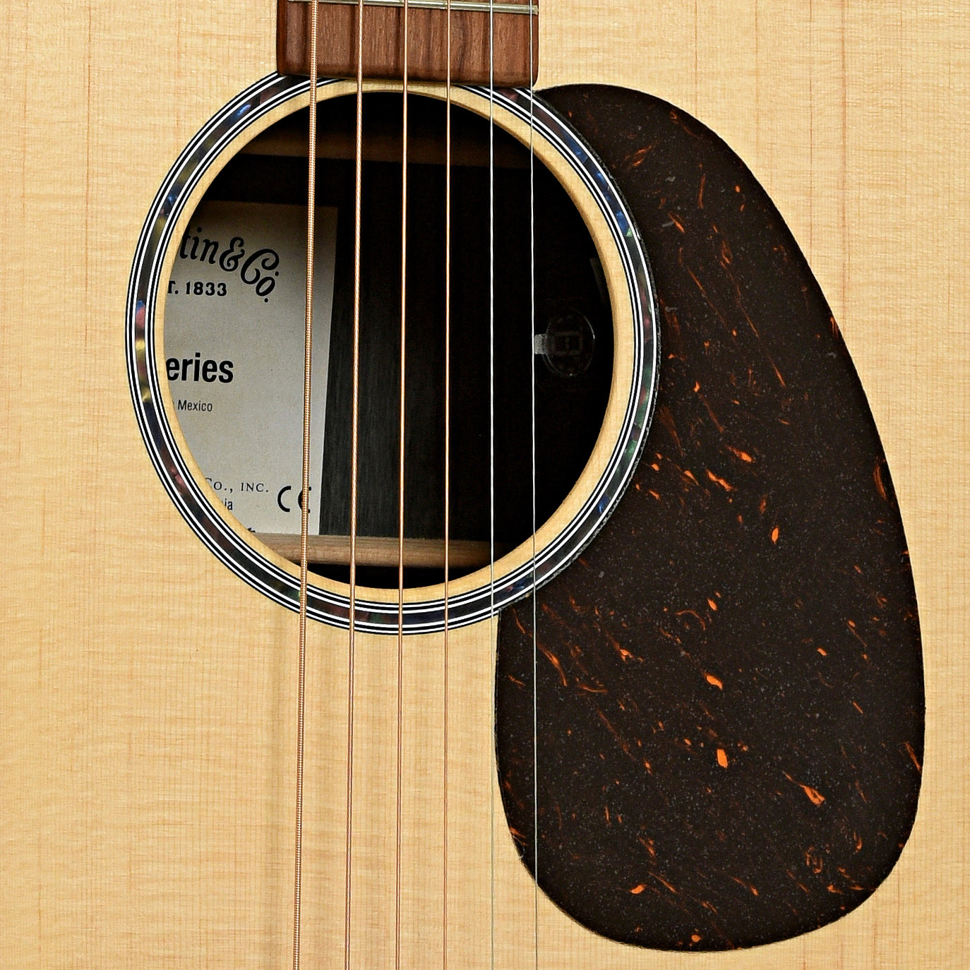 Soundhhole of Martin D-X2E Brazilian Rosewood Acoustic Guitar