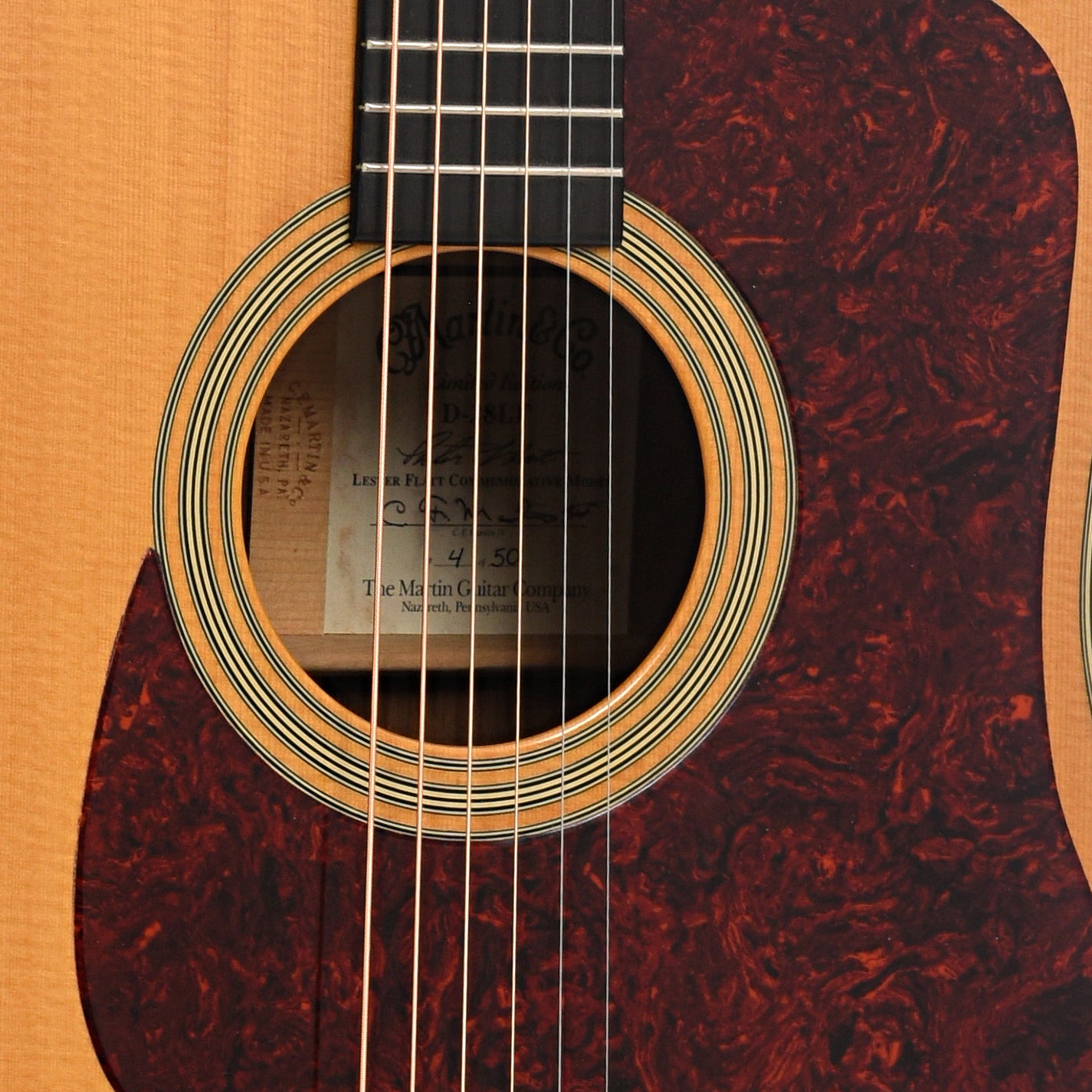 Soundhole of Martin D-28LF Lester Flatt Commemorative Edition Acoustic Guitar