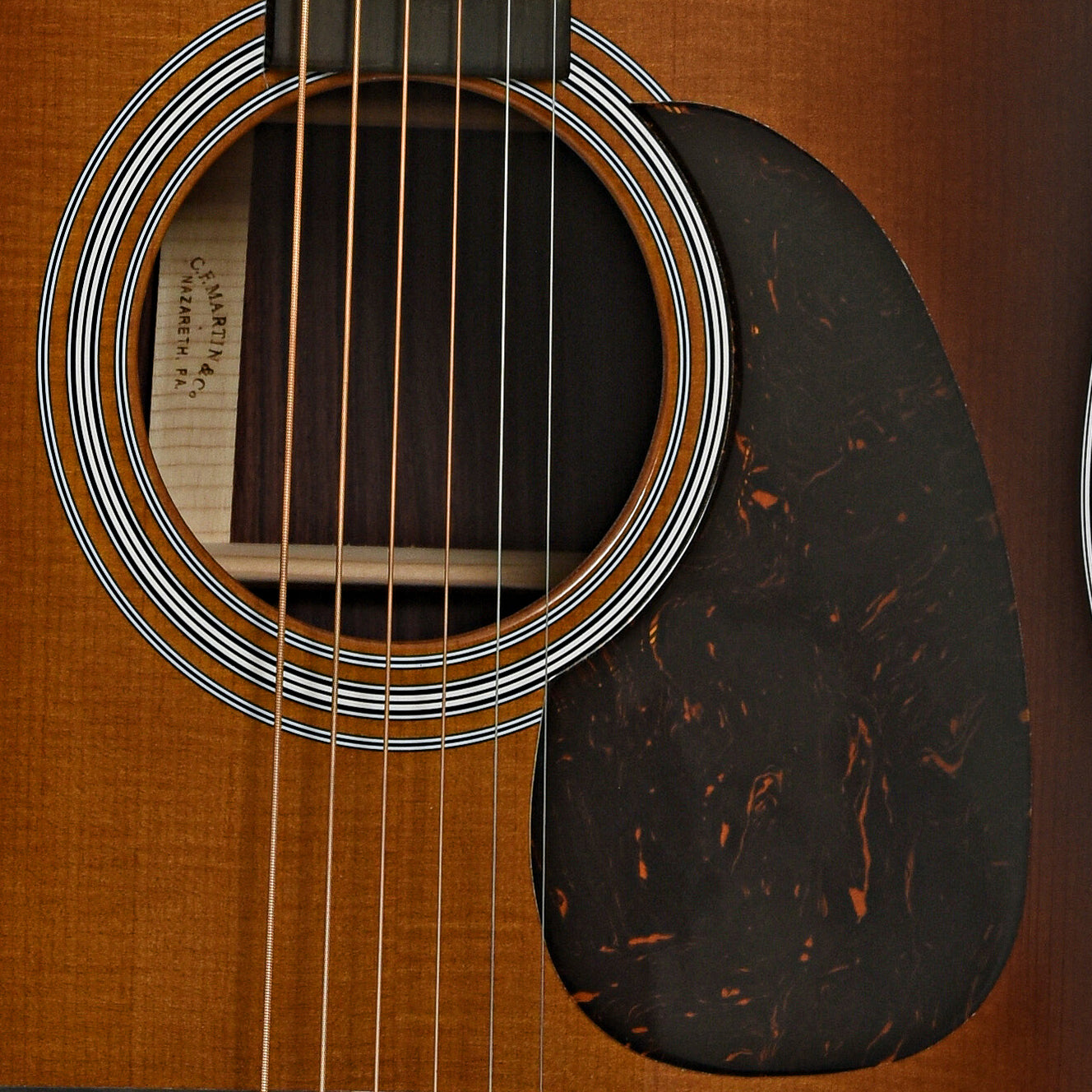 Soundhole of Martin D-28 Ambertone Guitar