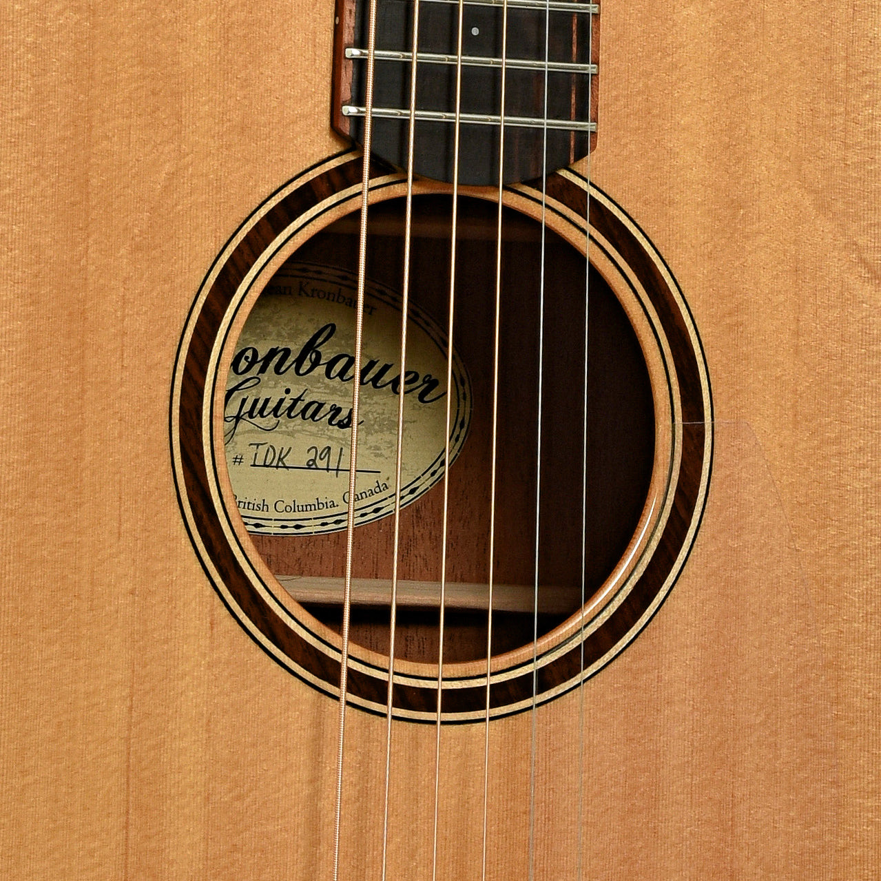 Soundhole of Kronbauer TDK Jumbo Acoustic Guitar