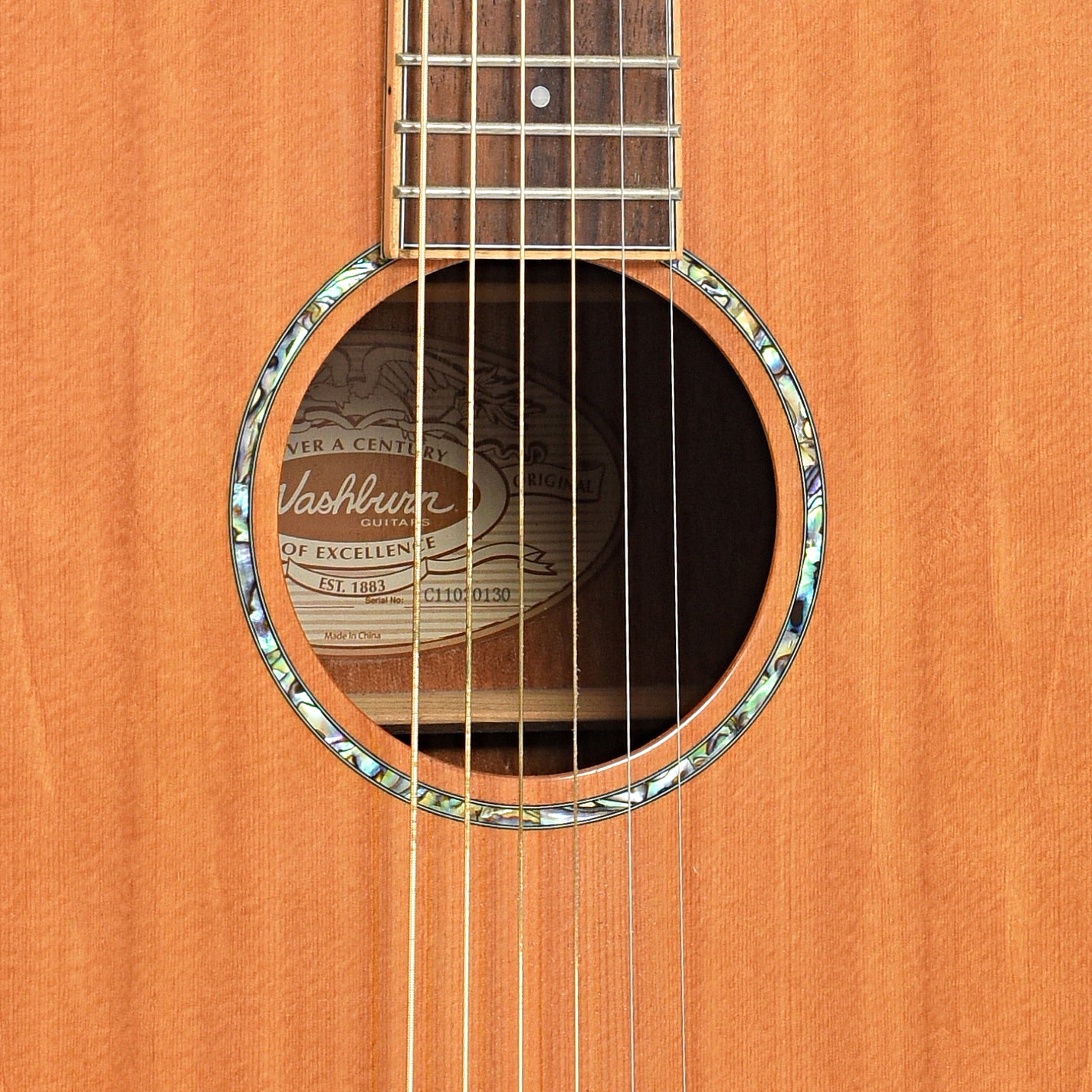 Sound hole of Washburn WD15S Acoustic Guitar (2011)