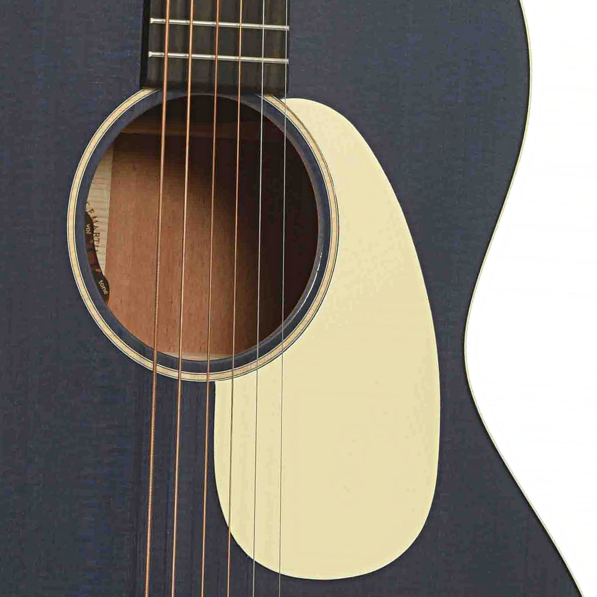 Soundhole of Martin 00L-16E Acoustic Guitar & Gigbag, Blue Denim