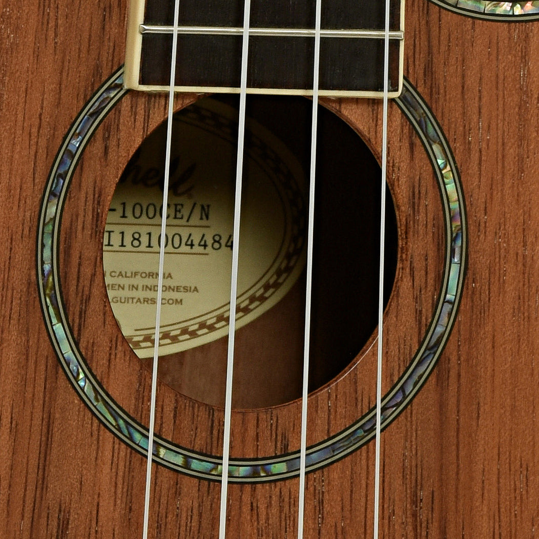 Soundhole of Mitchell MU100CE/N Concert Ukulele