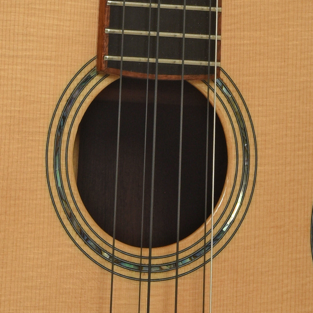 Soundhole of Grimes Custom Brazilian 6-String Tenor Ukulele