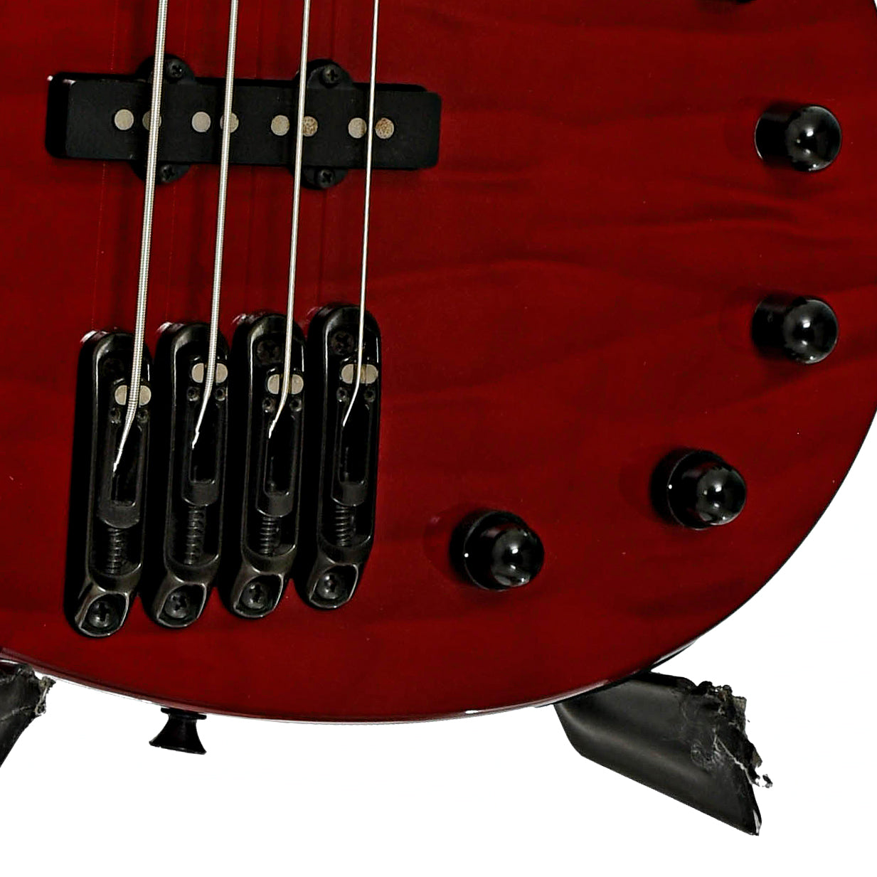 Bridge and controls of Parker Fly FB-4 Electric Bass