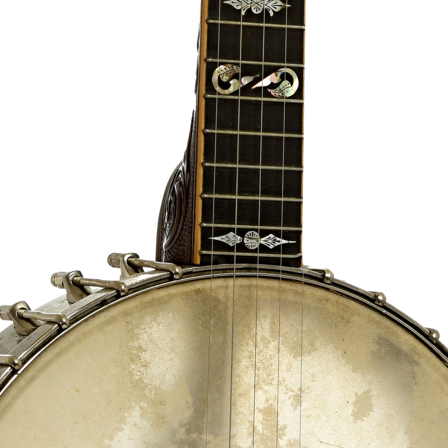 Front neck joint of Fairbanks Special Electric No.5 Openback Banjo