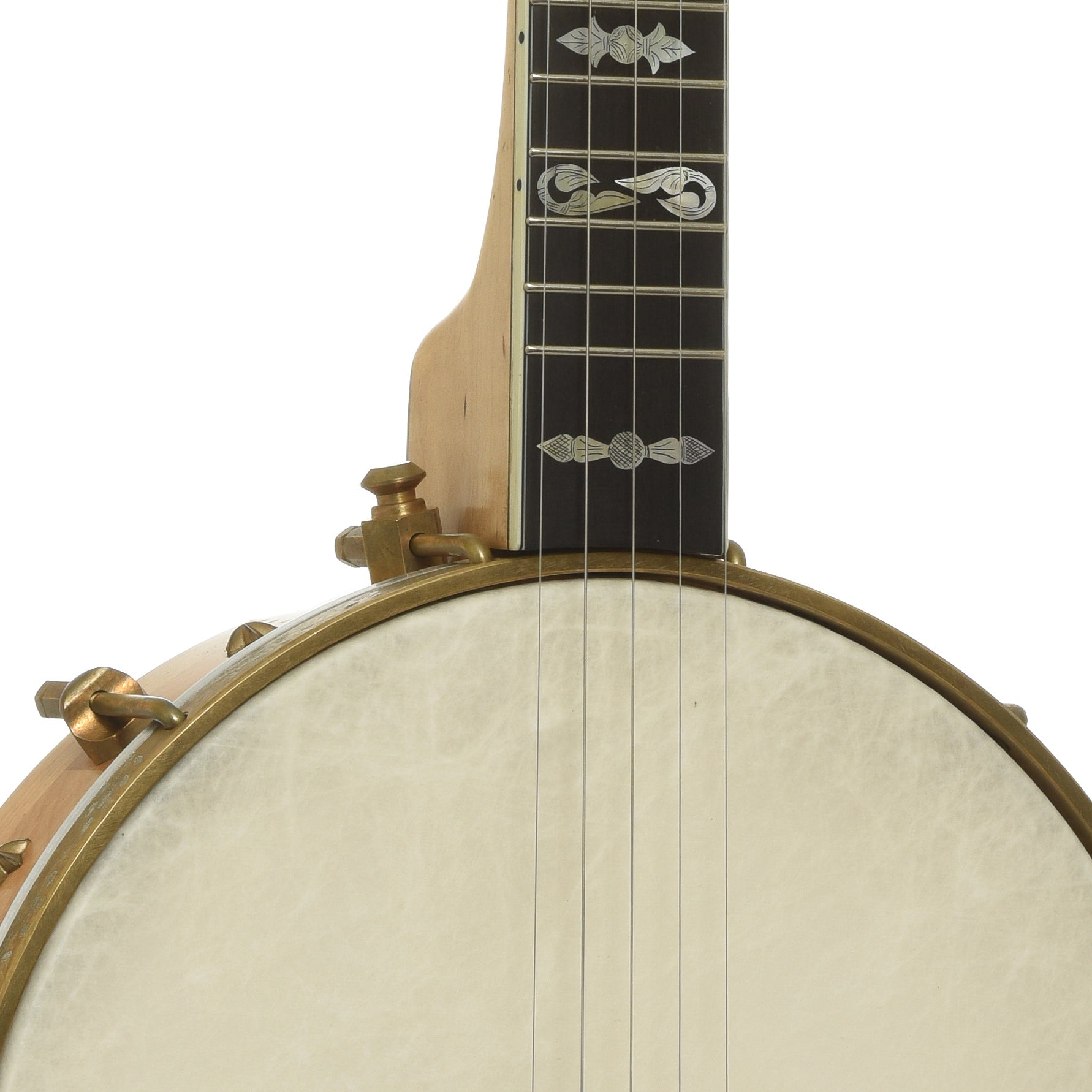 Front neck joint of Cloverlick Custom Piney Woods Openback Banjo