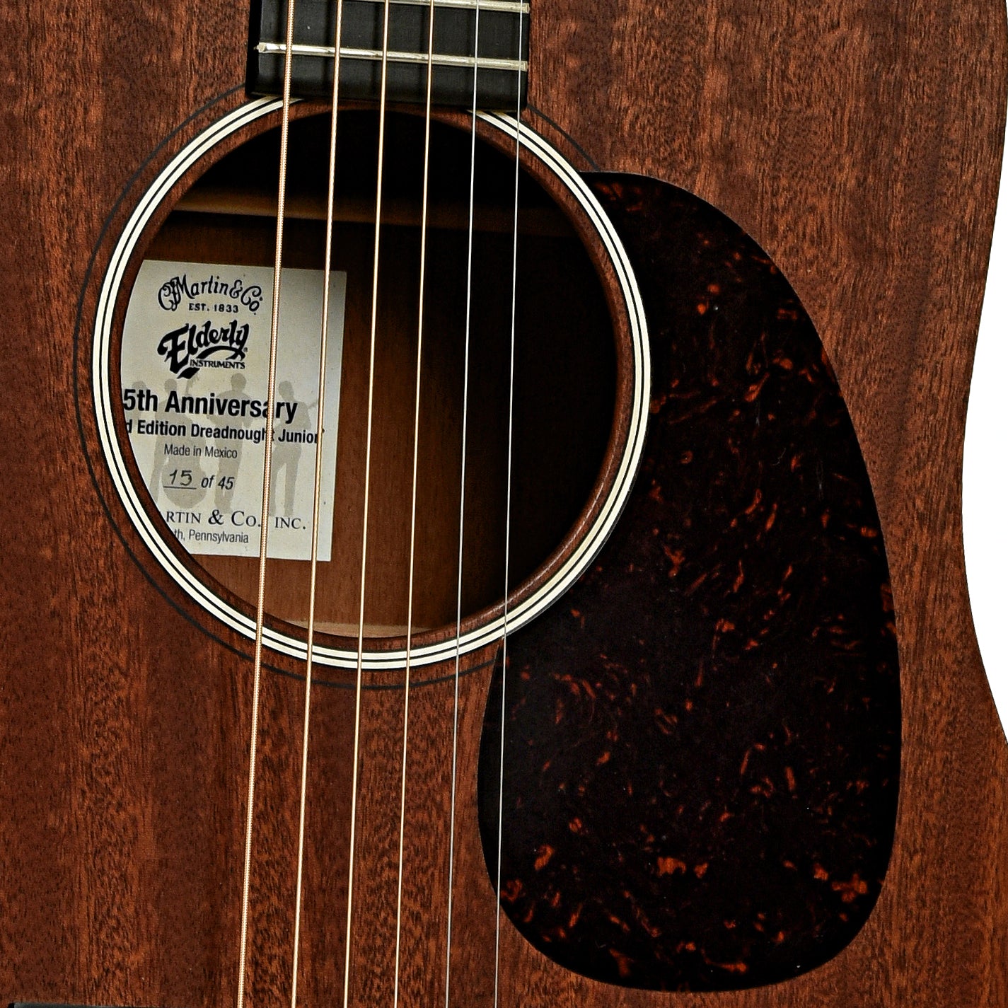 Soundhole of Martin DJR 45th Anniversary Shadow Band Acoustic Guitar 