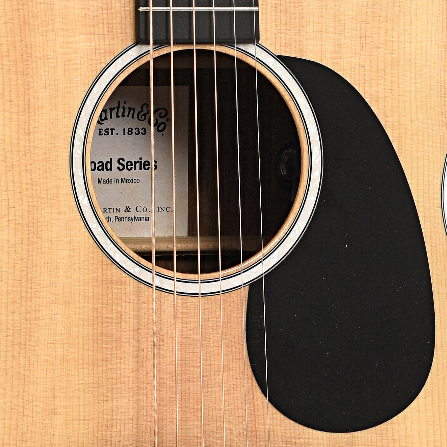 Sound hole and pickguard of Martin Road Series