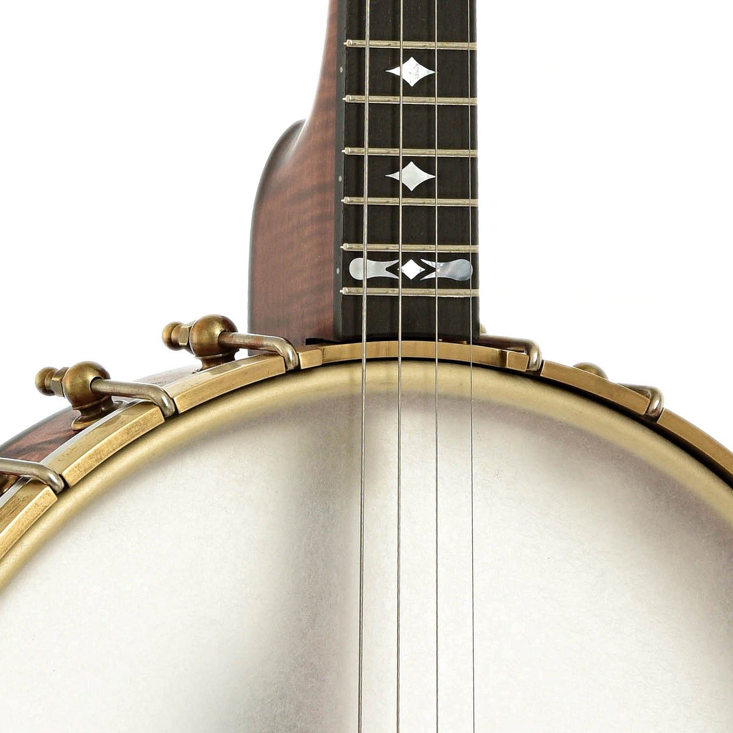 Front neck joint of Ome Wicklow 12" Maple Tenor Open Back Banjo