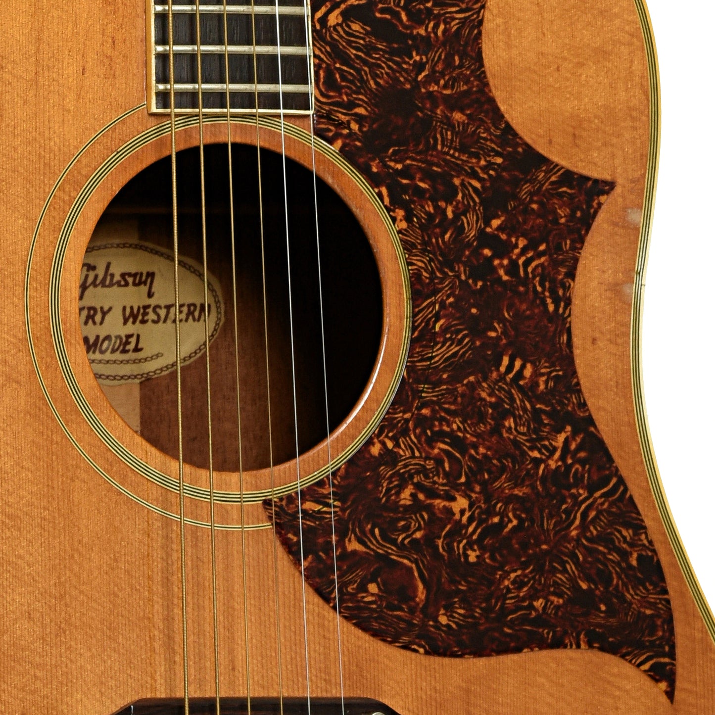 Soundhole of Gibson SJN Country Western Acoustic Guitar