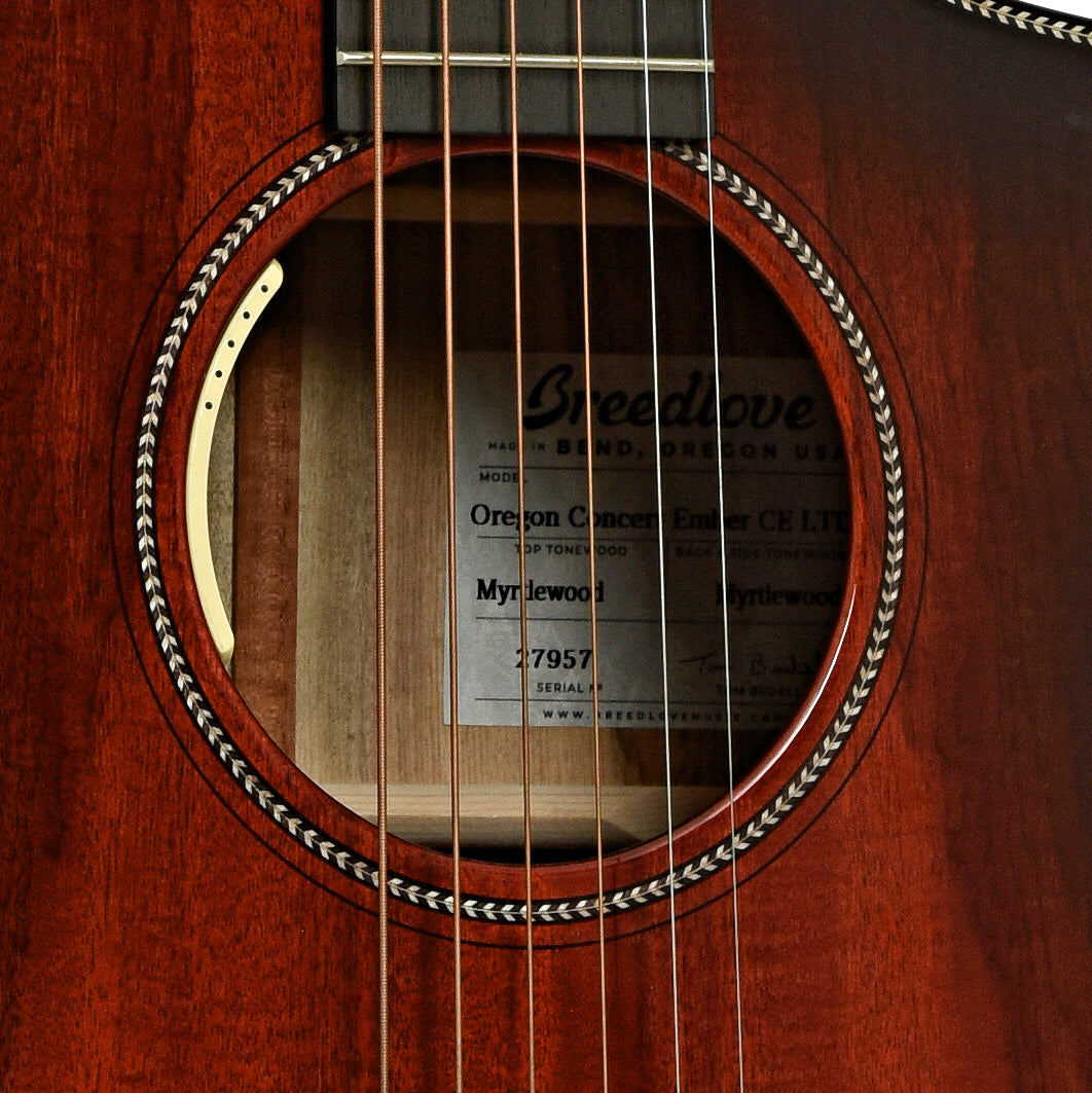 Soundhole of Breedlove Oregon Concert Ember CE LTD Acoustic-Electric Guitar