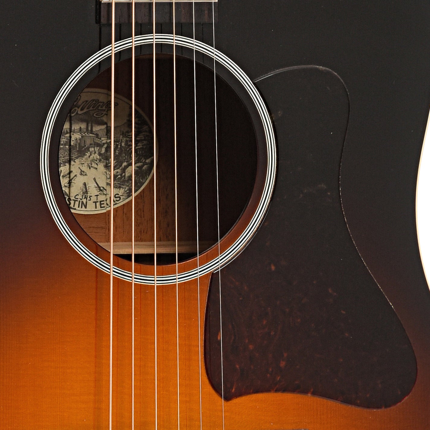 Sound hole and pickguard of Collings CJ45T