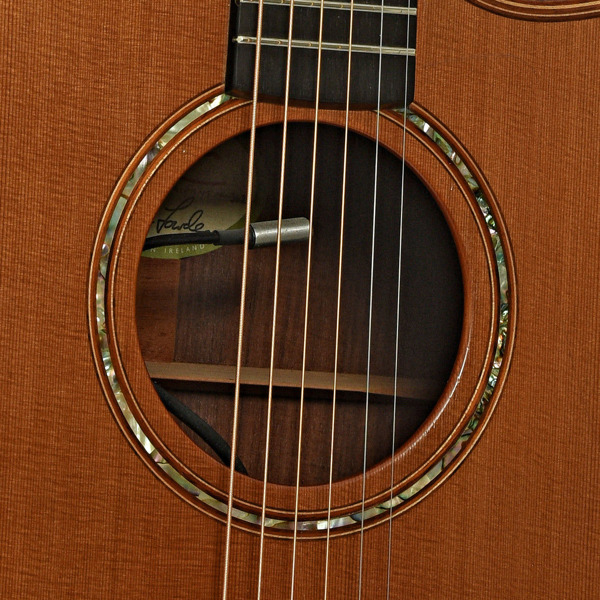 Soundhole of Lowden O-25 Custom Acoustic Guitar