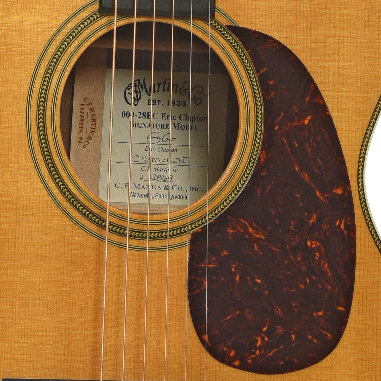 Soundhole of Martin 000-28EC Eric Clapton Acoustic Guitar  