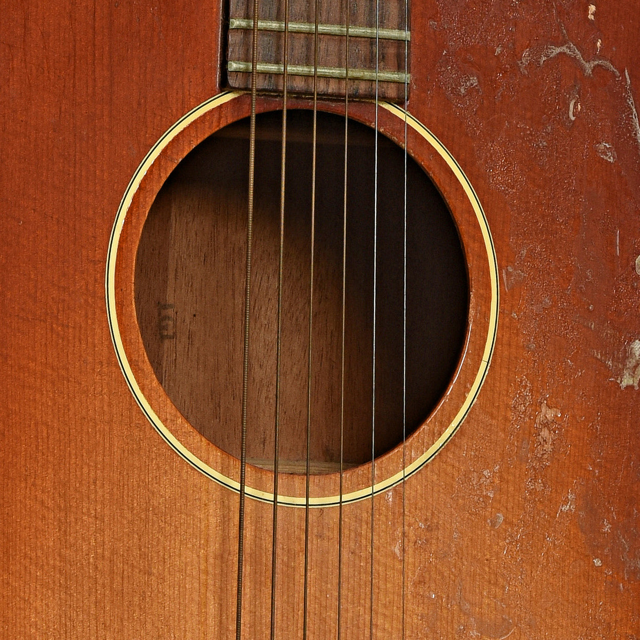 Soundhole of Gibson LG-1 Acoustic Guitar 