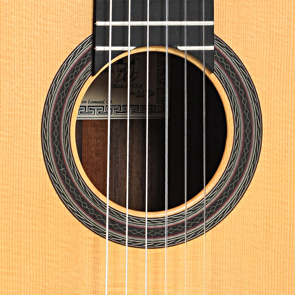 Sound hole of Kenny Hill Hauser '37 Classical Guitar (2007)