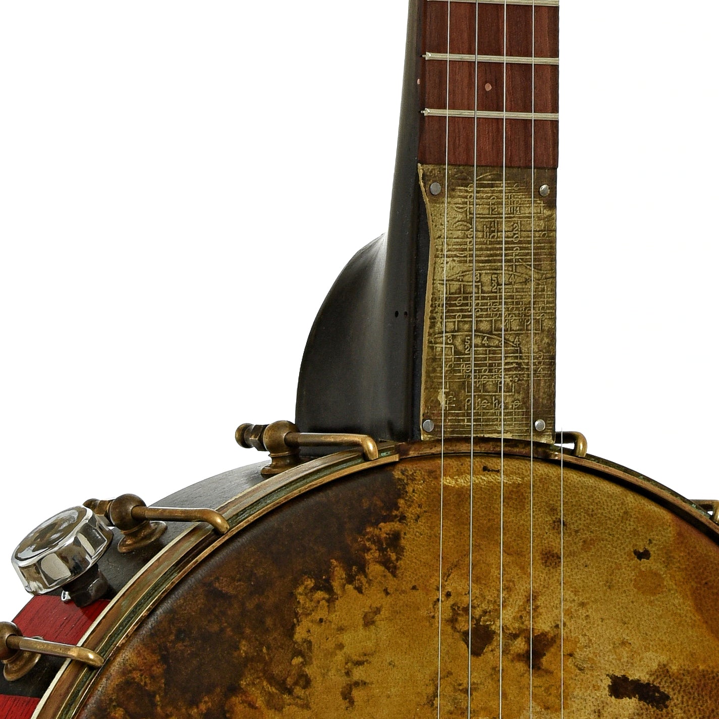 Neck joint of Mulheron Little Red Rooster Custom Open Back Banjo 