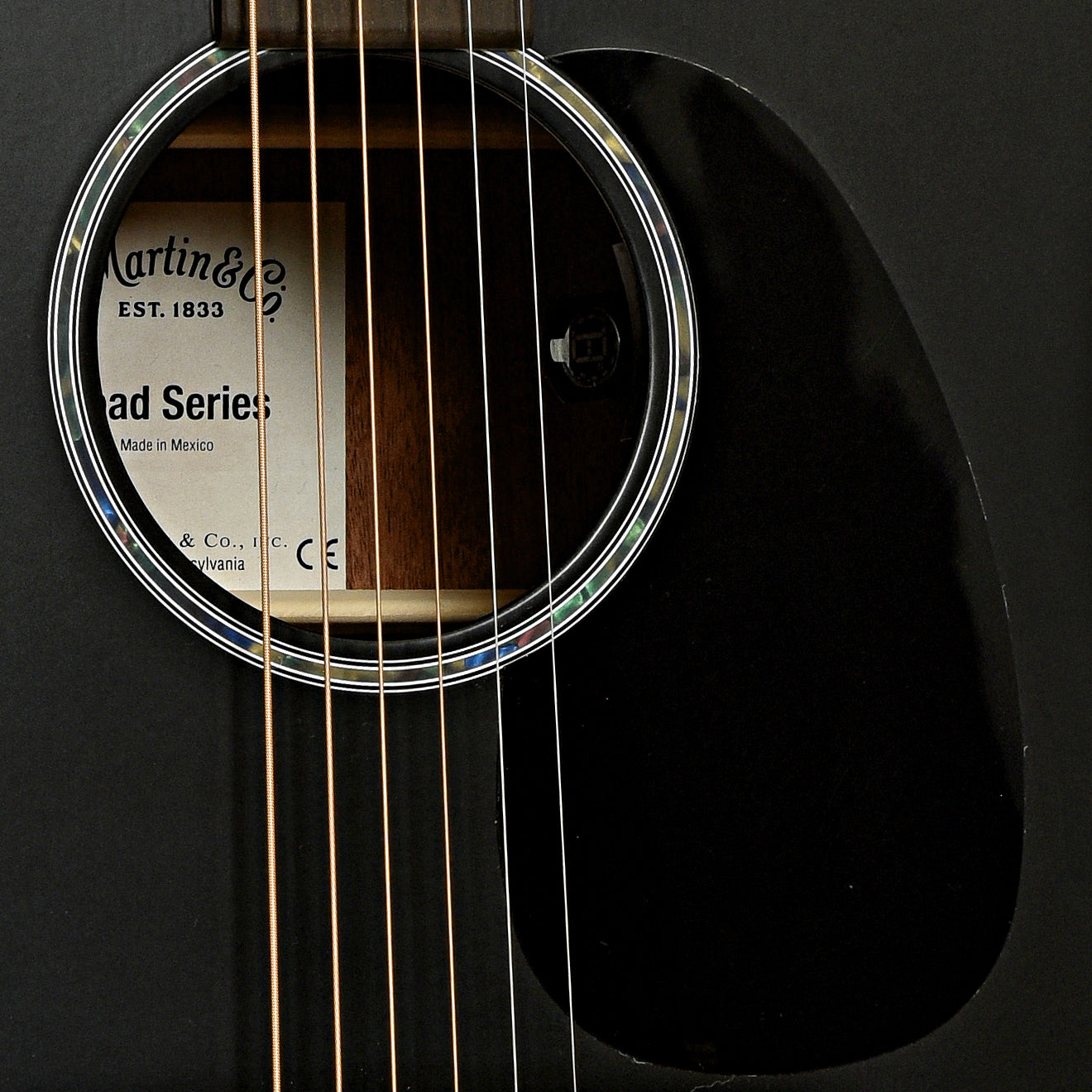 Soundhole of Martin DC-10E Modern Black Guitar