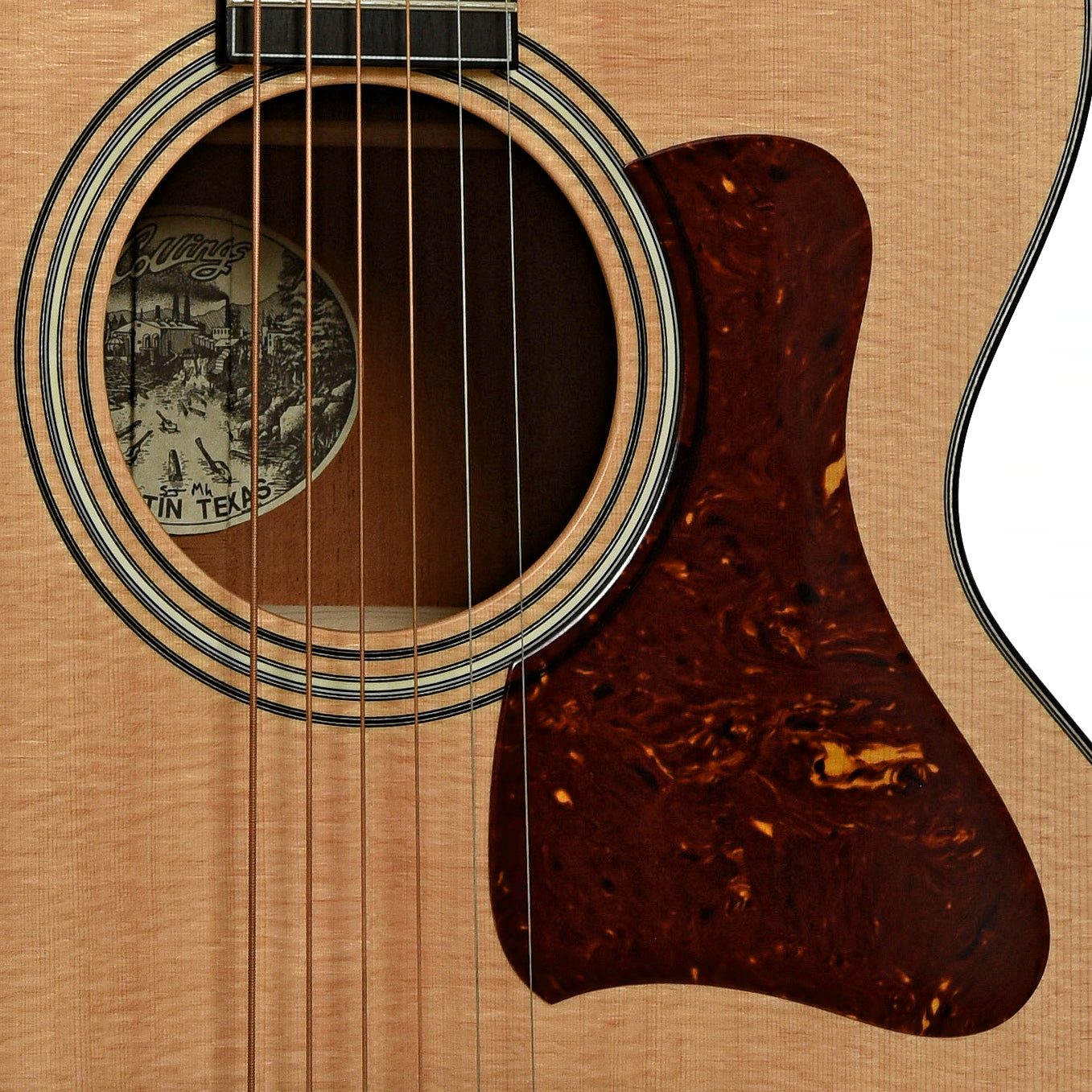 Soundhole of Collings SJ Mahogany Acoustic Guitar 