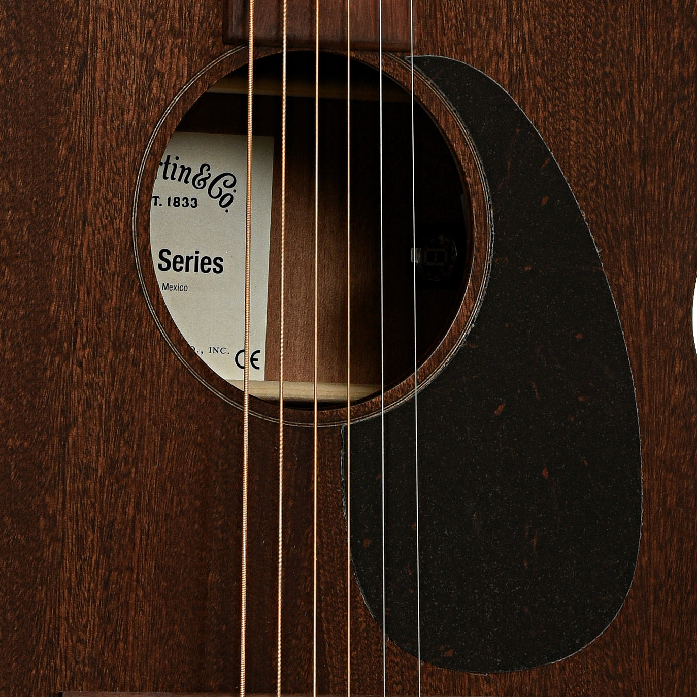Soundhole of Martin 000-10E Retro Sapele Guitar