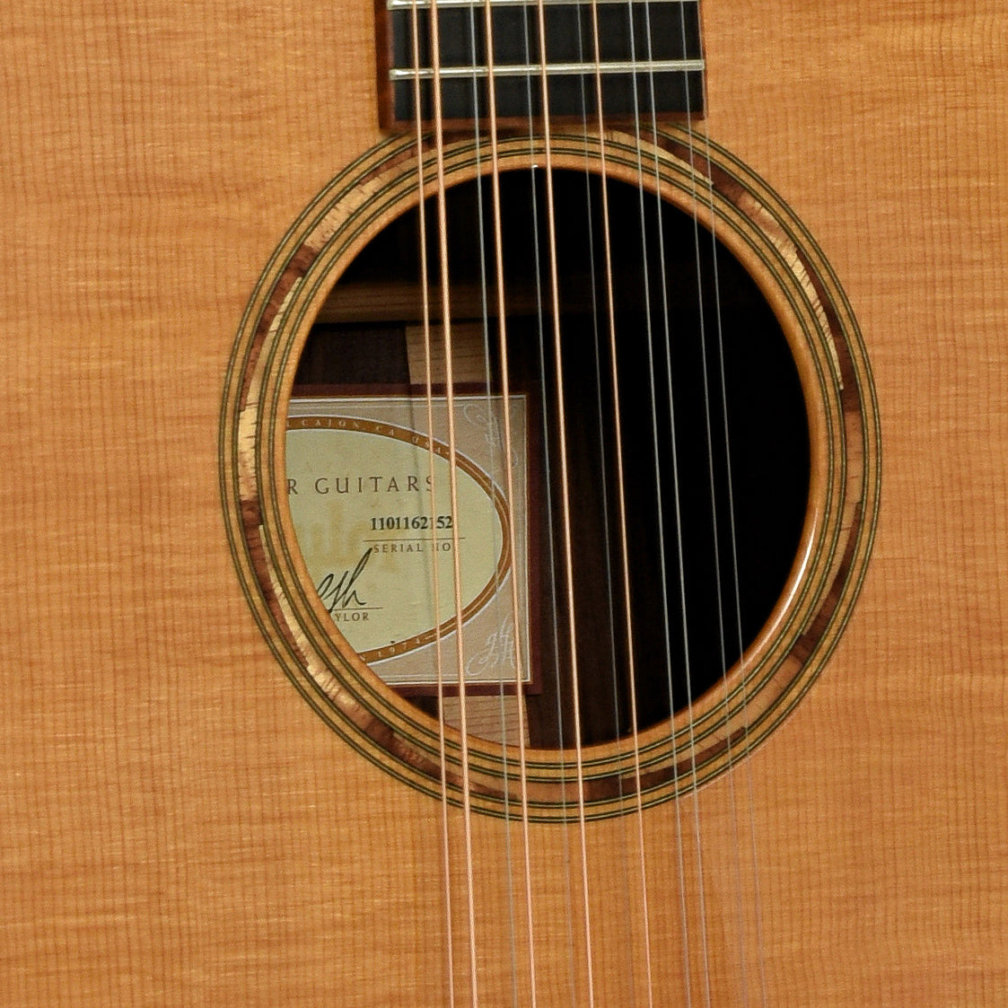 Soundhole of Taylor JU-12 12-String Acoustic-Electric Guitar 