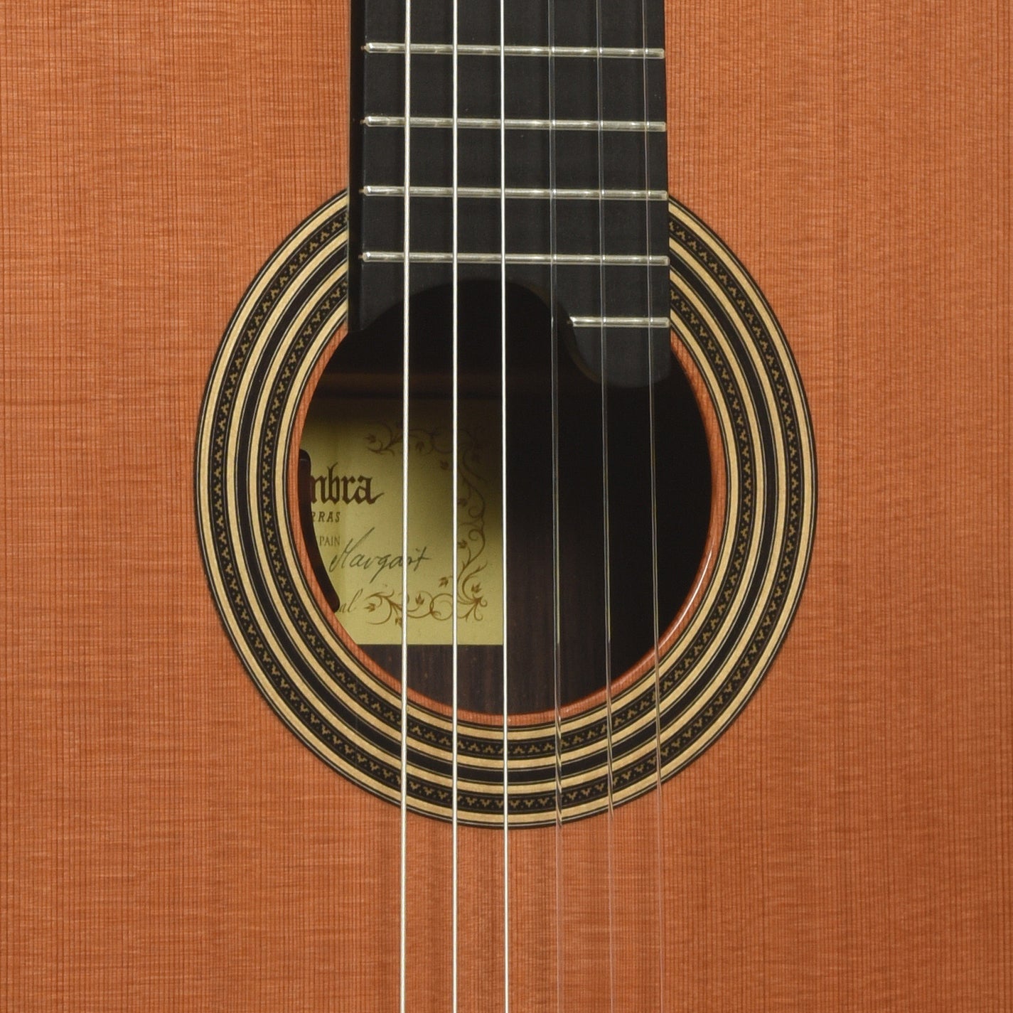 Soundhole of Alhambra Linea Professional Classical Acoustic Guitar