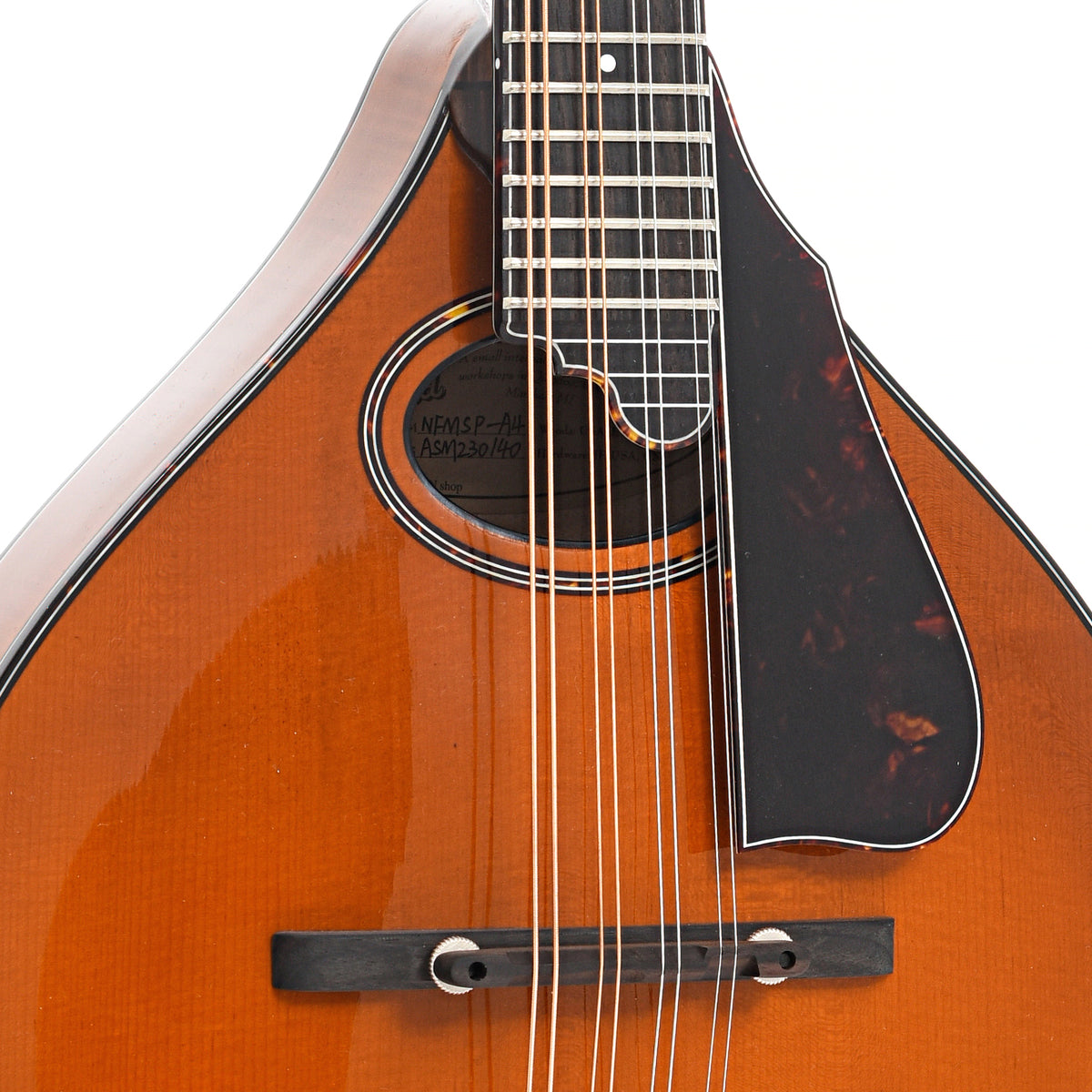 Bridge, Sound hole and pickguard of Northfield Workshop NFMSP-A4 A4 Special Mandolin