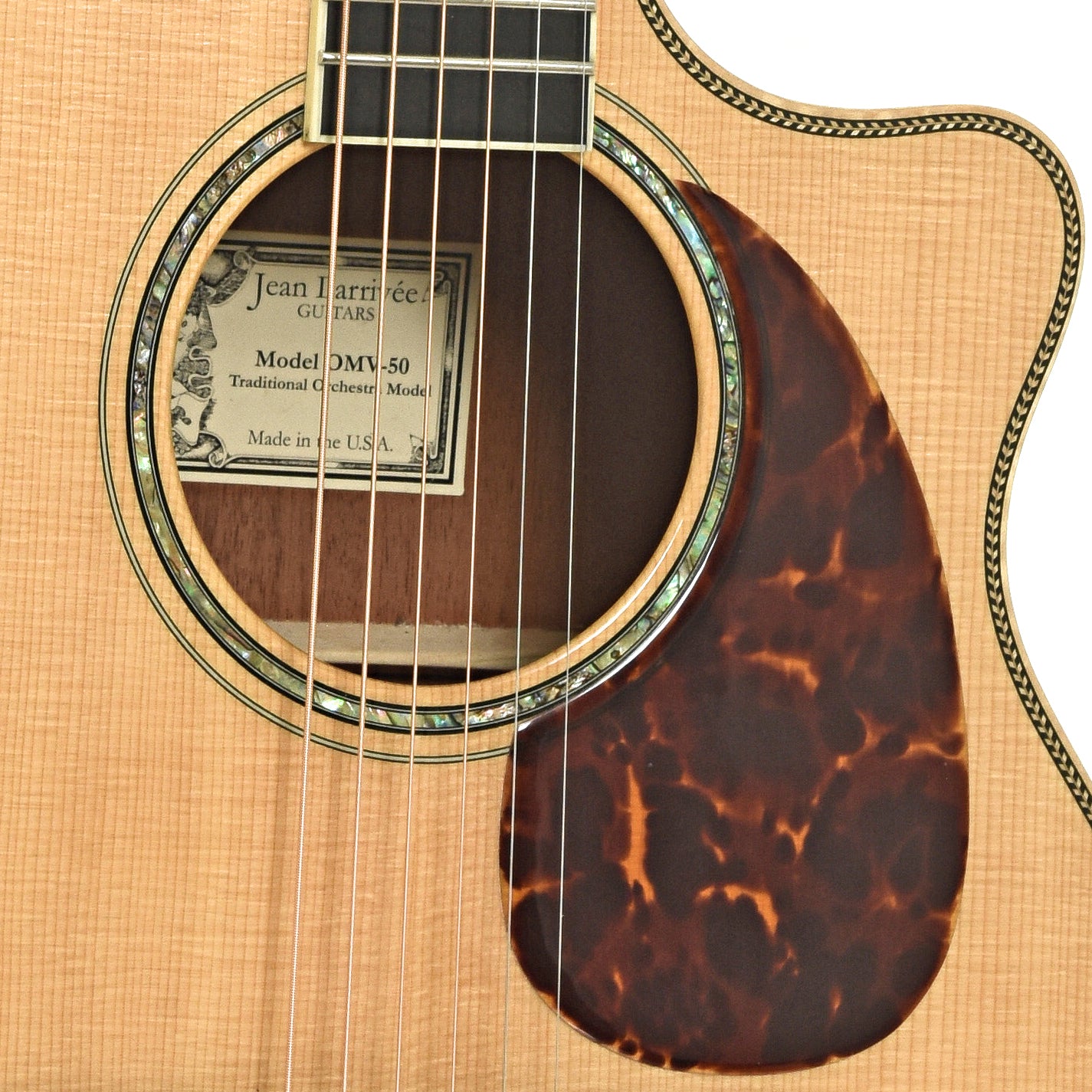 Soundhole of Larrivee OMV-50 Acoustic Guitar 