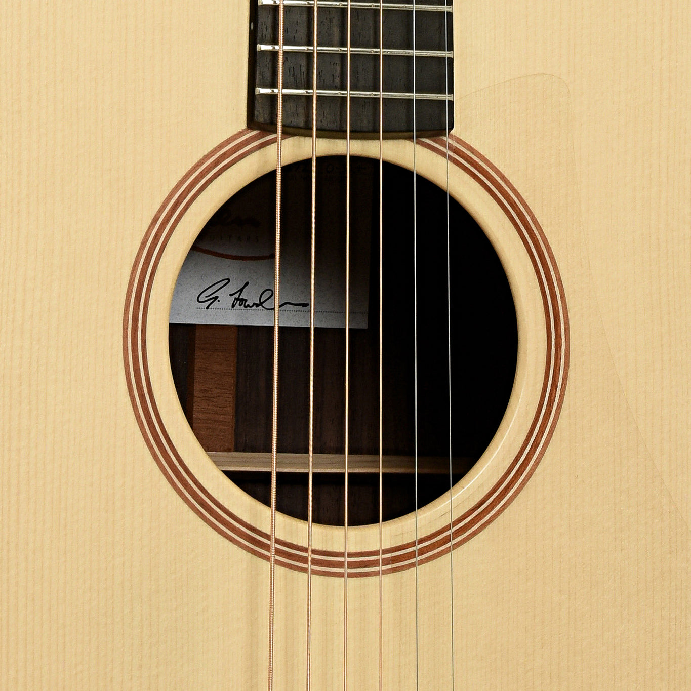 Soundhole of Lowden O-32 Plus Acoustic Guitar