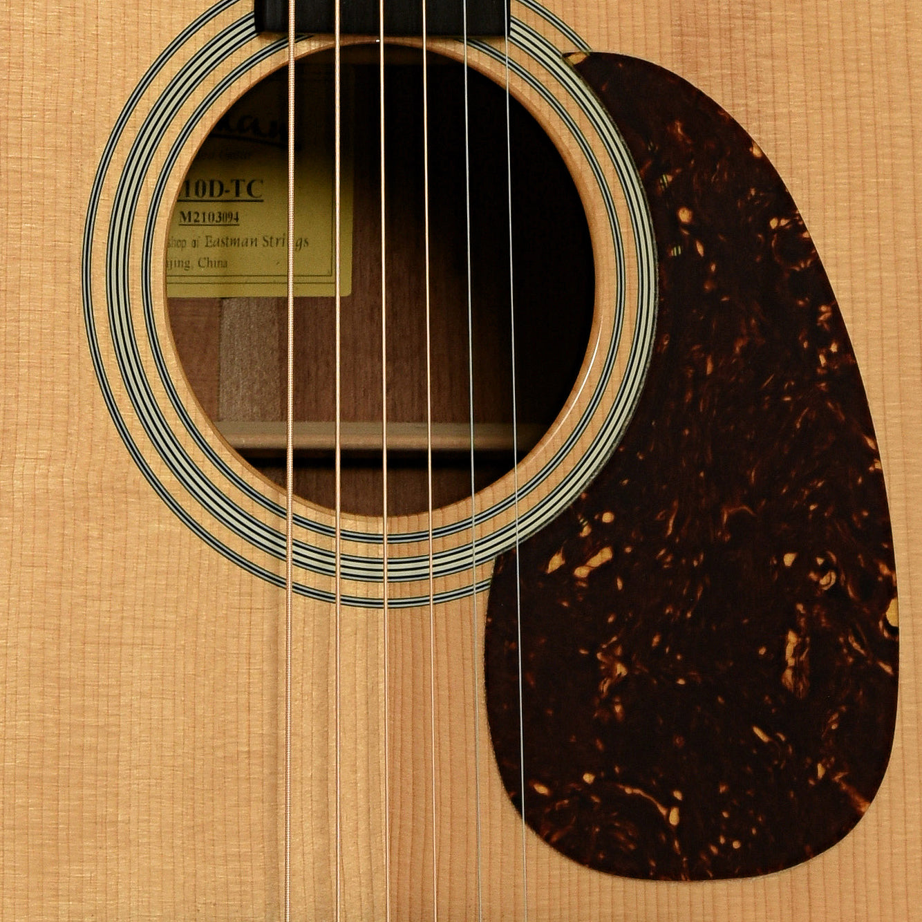 Soundhole of Eastman E10D -TC Dreadnought Acoustic Guitar