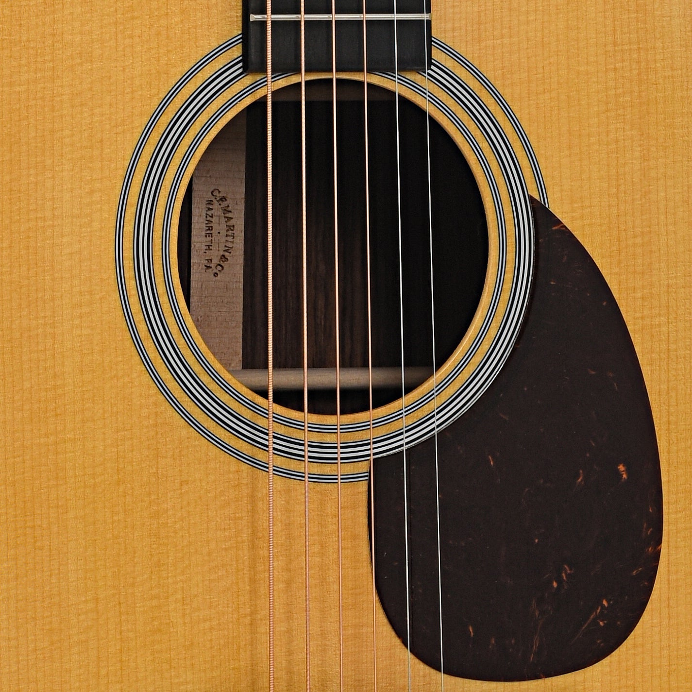 Sound hole of Martin OM-21 Guitar