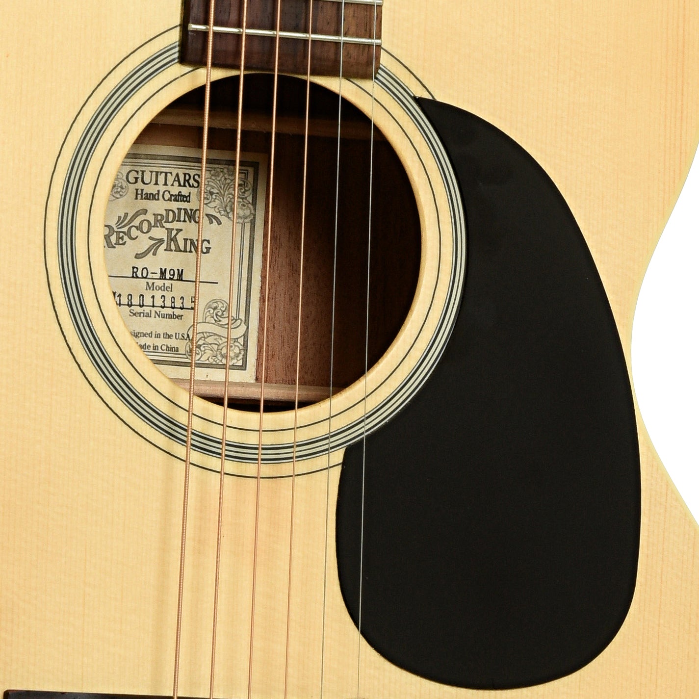 Soundhole of Recording King RO-M9M 000 Acoustic Guitar
