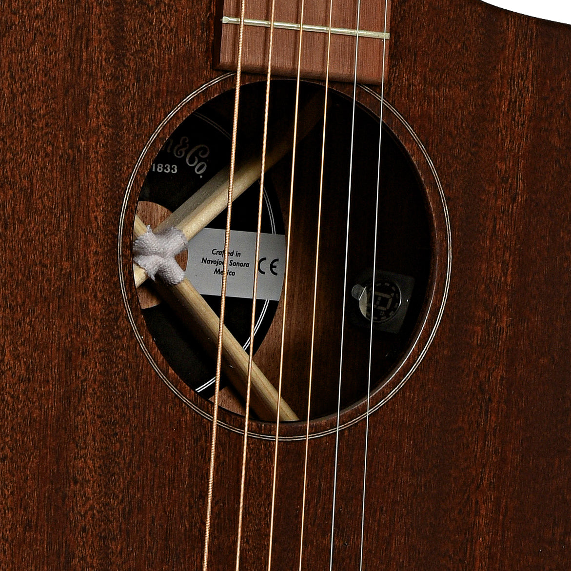 Soundhole of Martin SC-10E Modern Sapele Guitar   