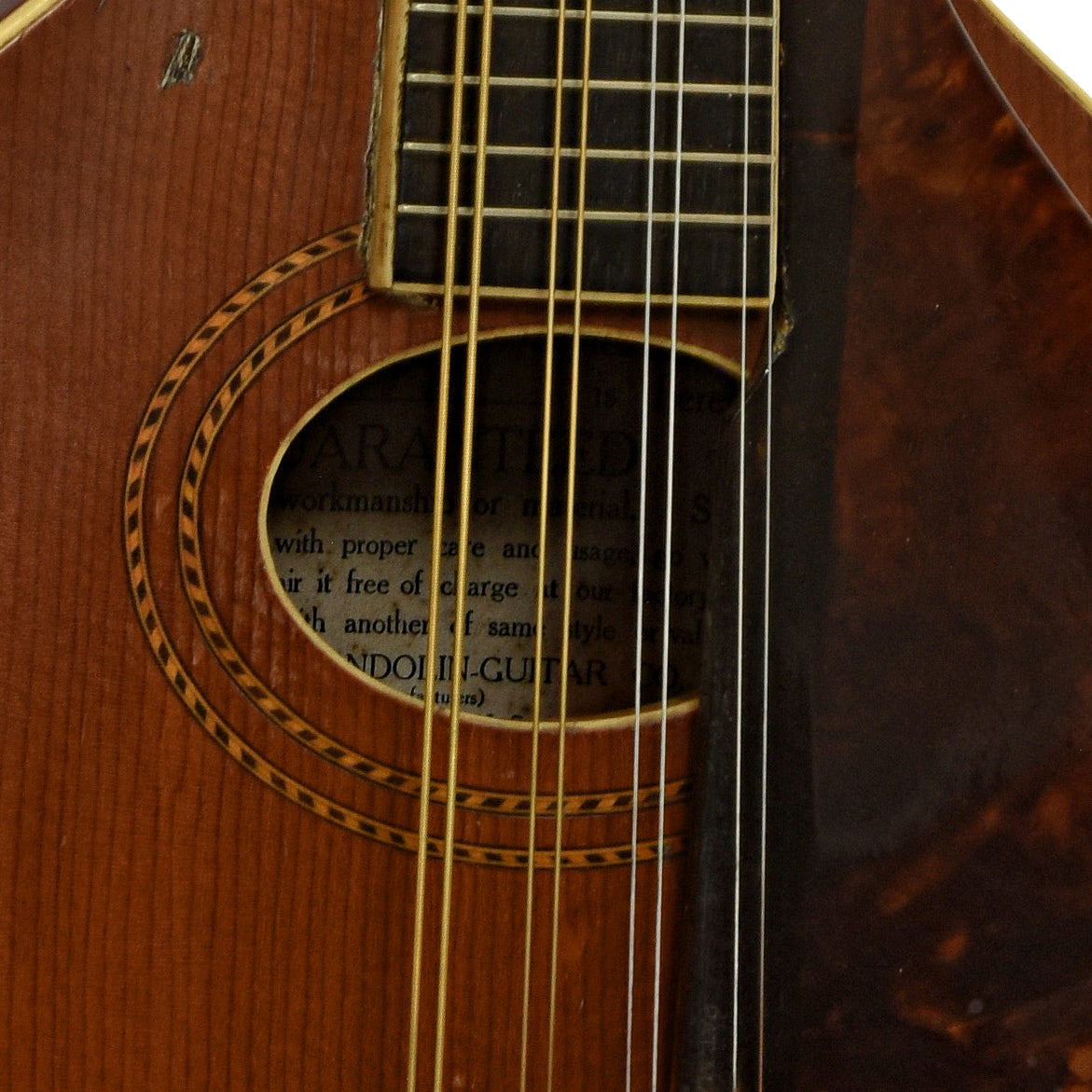 Soundhole of Gibson A-1 Mandolin