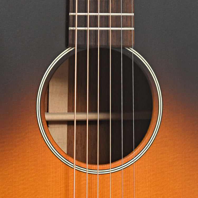 Sound hole of Martin 00-17S Whiskey Sunset Guitar